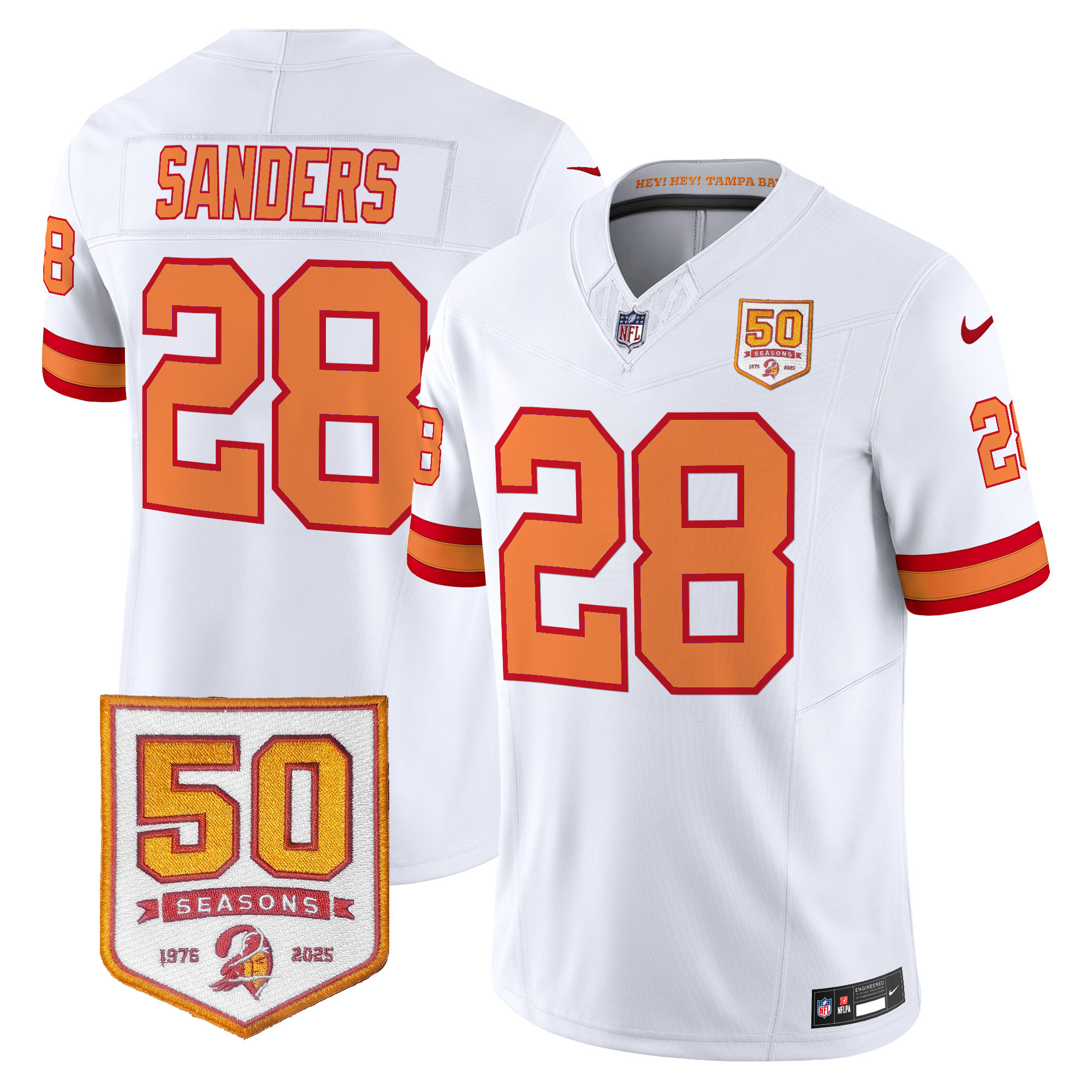 Men's Tampa Bay Buccaneers Throwback 50th Season Patch Vapor Limited Jersey - All Stitched - Image 5