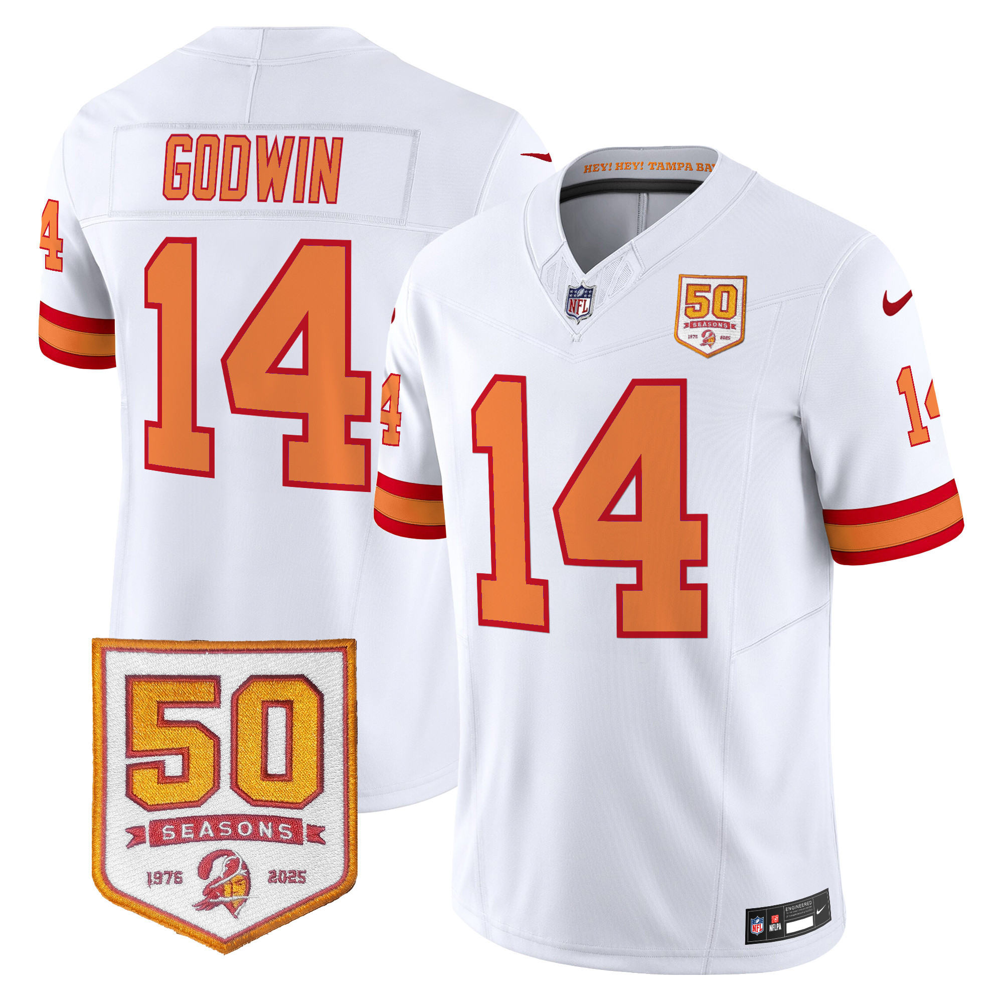 Men's Tampa Bay Buccaneers Throwback 50th Season Patch Vapor Limited Jersey - All Stitched - Image 8