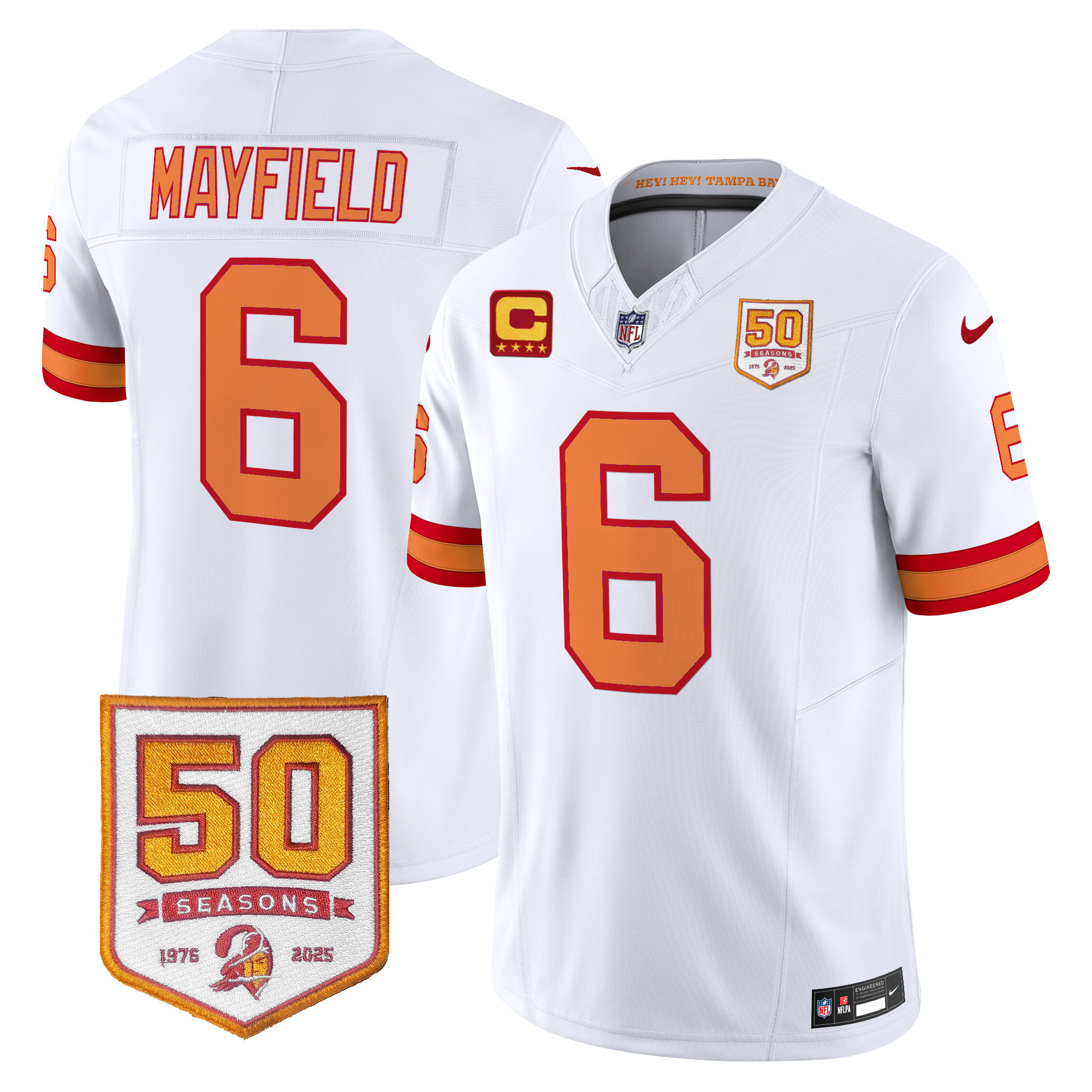 Men's Tampa Bay Buccaneers Throwback 50th Season Patch Vapor Limited Jersey - All Stitched