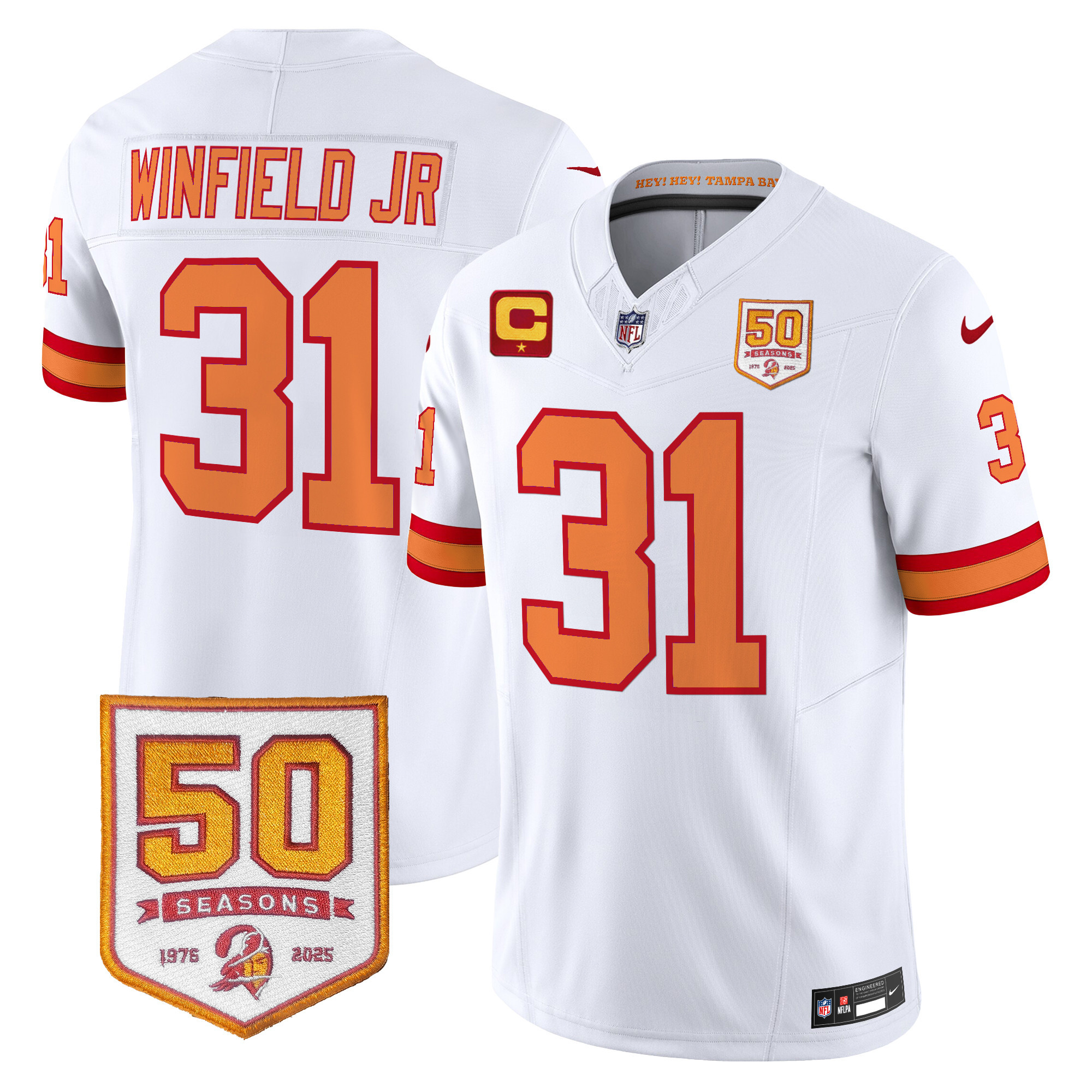 Men's Tampa Bay Buccaneers Throwback 50th Season Patch Vapor Limited Jersey - All Stitched - Image 10