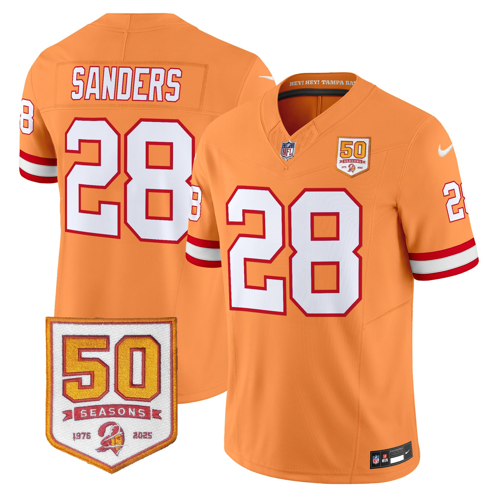 Men's Tampa Bay Buccaneers Throwback 50th Season Patch Vapor Limited Jersey - All Stitched - Image 16