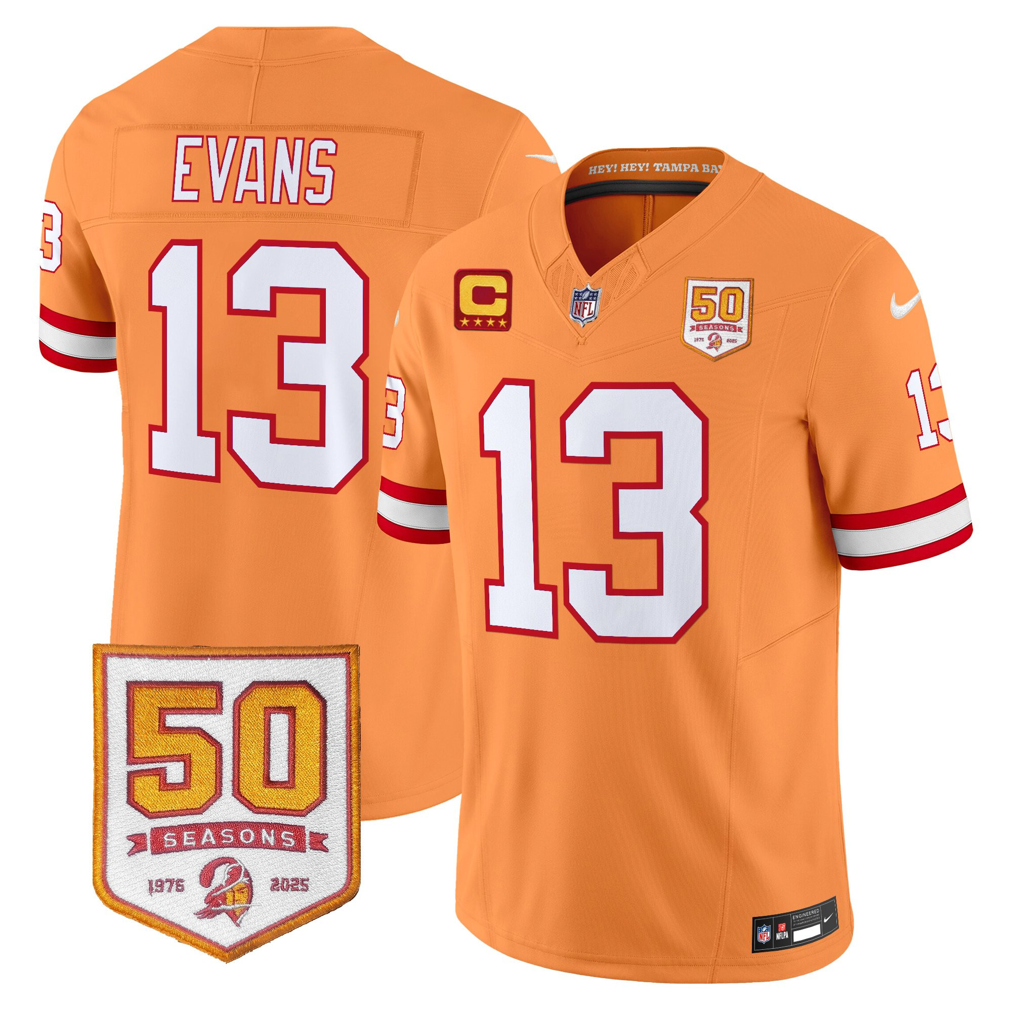 Men's Tampa Bay Buccaneers Throwback 50th Season Patch Vapor Limited Jersey - All Stitched - Image 13