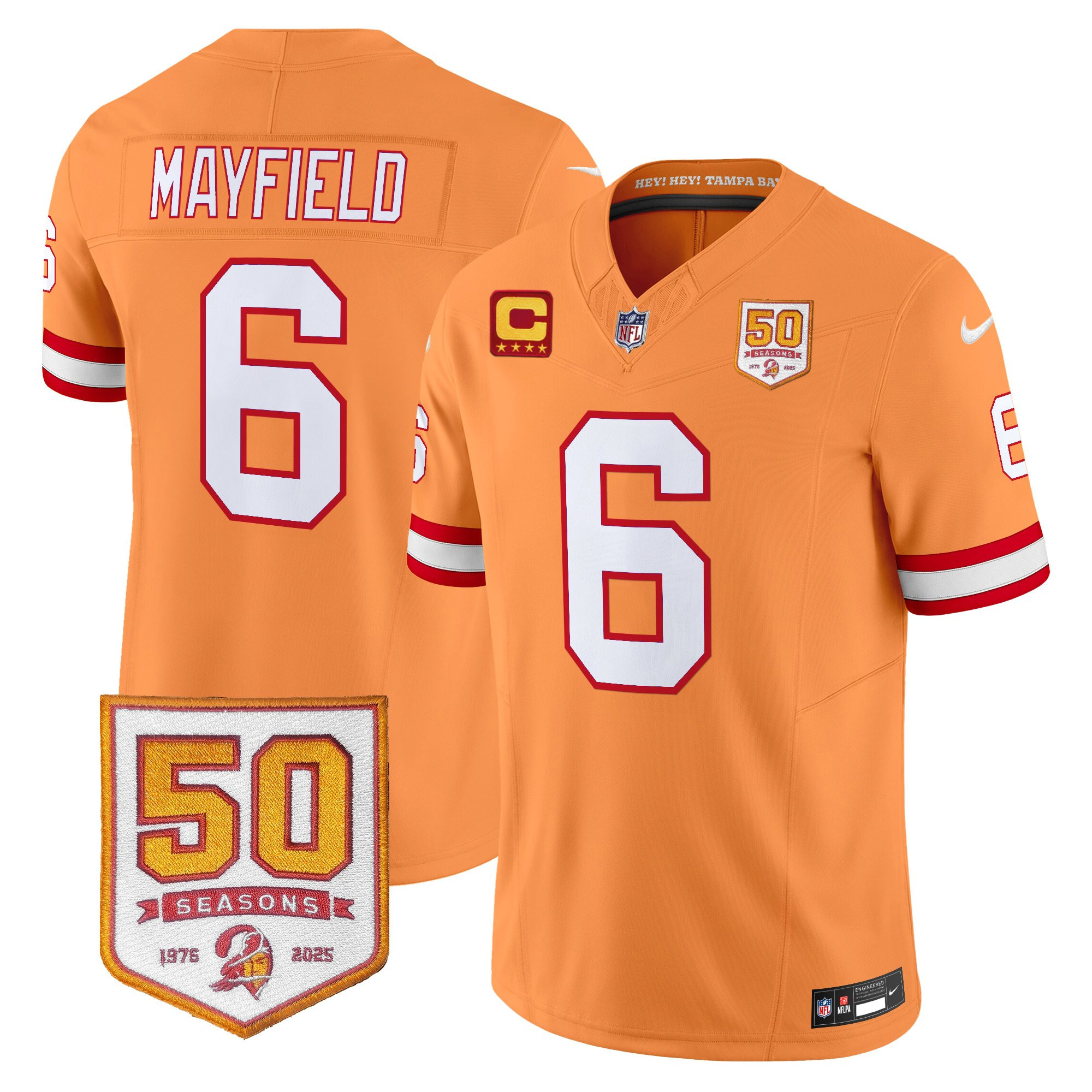 Men's Tampa Bay Buccaneers Throwback 50th Season Patch Vapor Limited Jersey - All Stitched - Image 12