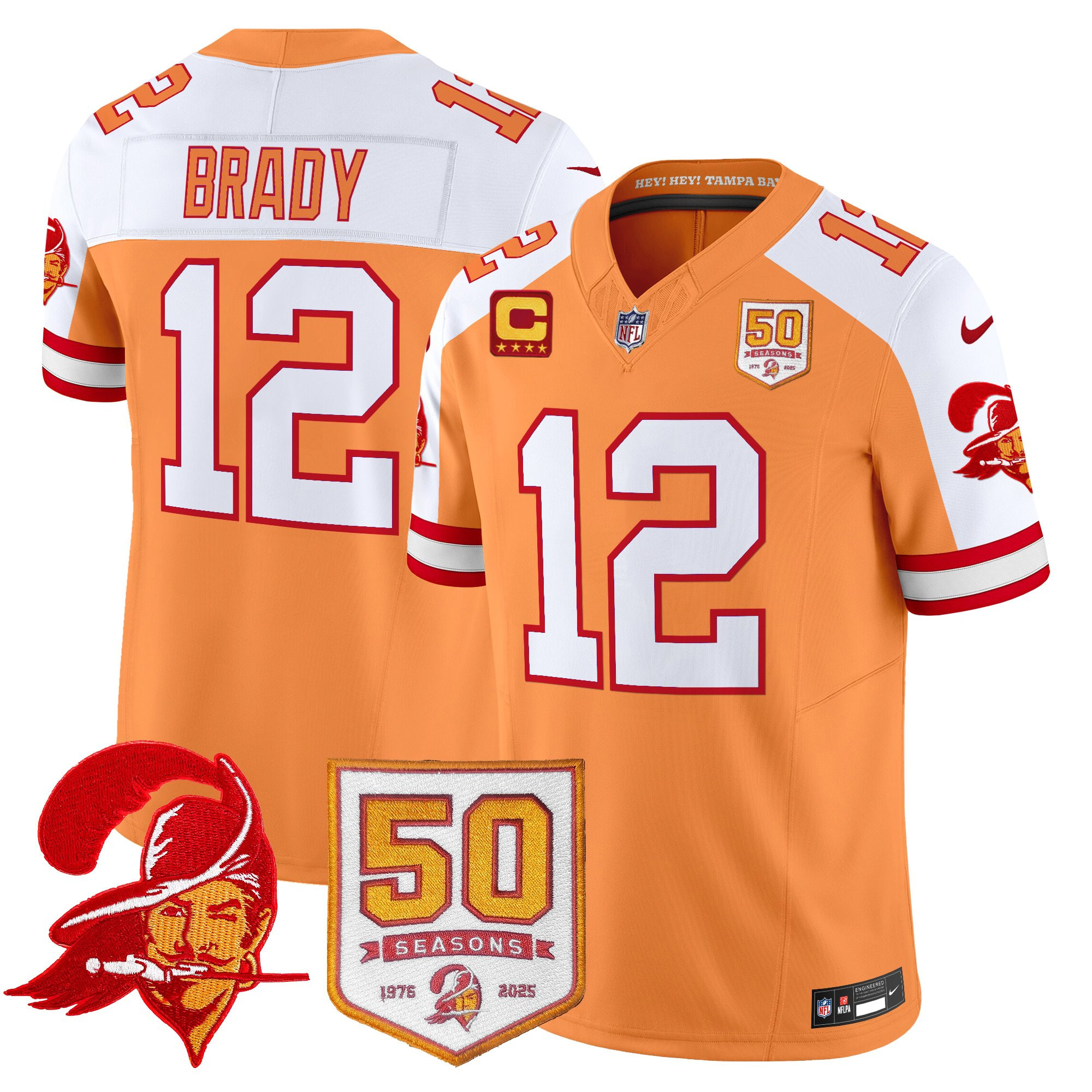 Men's Tampa Bay Buccaneers Throwback 50th Season Patch Vapor Limited Jersey - All Stitched - Image 29
