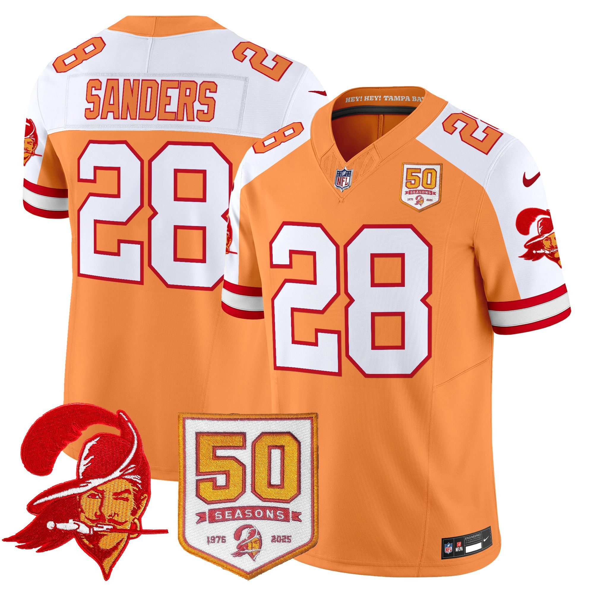 Men's Tampa Bay Buccaneers Throwback 50th Season Patch Vapor Limited Jersey - All Stitched - Image 27