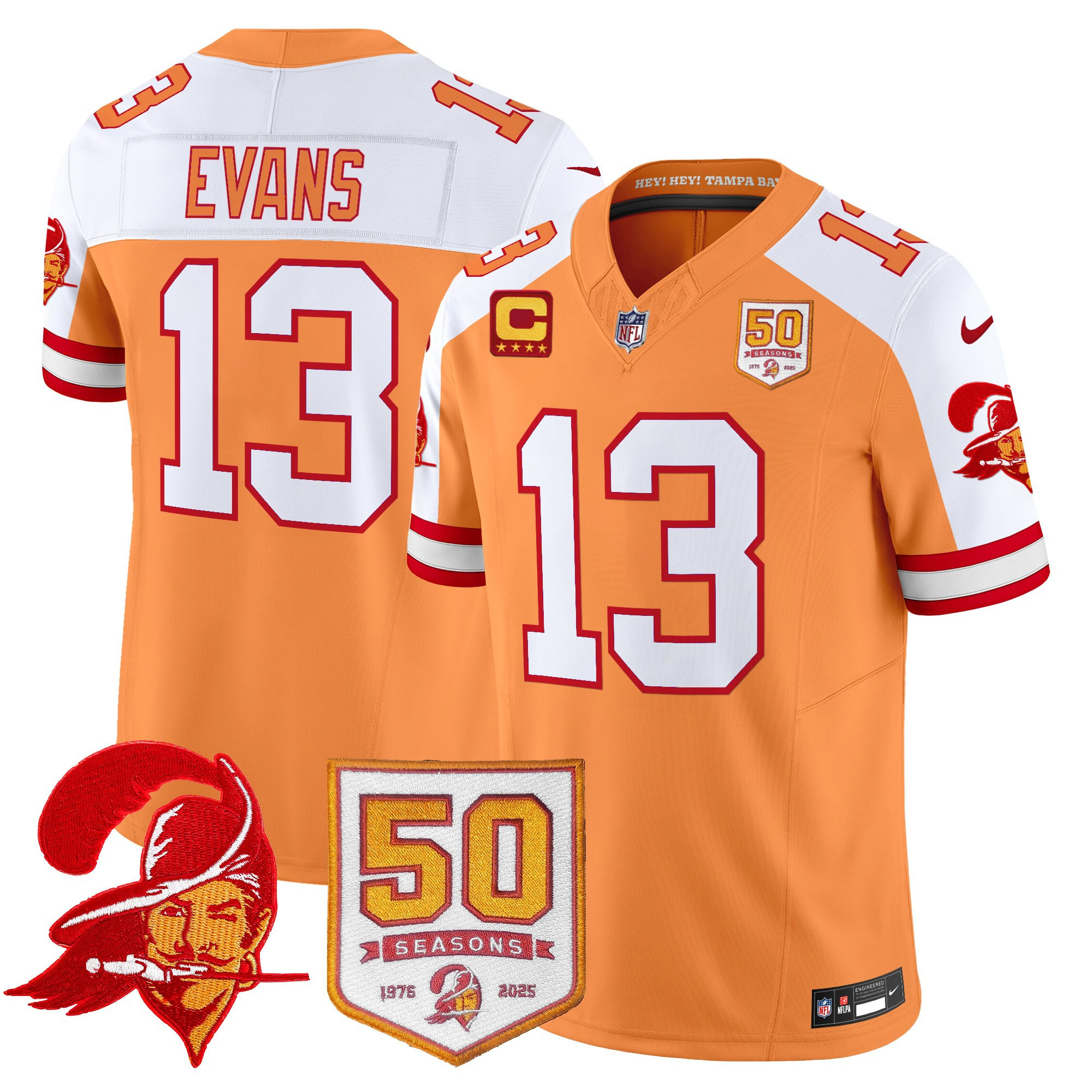 Men's Tampa Bay Buccaneers Throwback 50th Season Patch Vapor Limited Jersey - All Stitched - Image 24