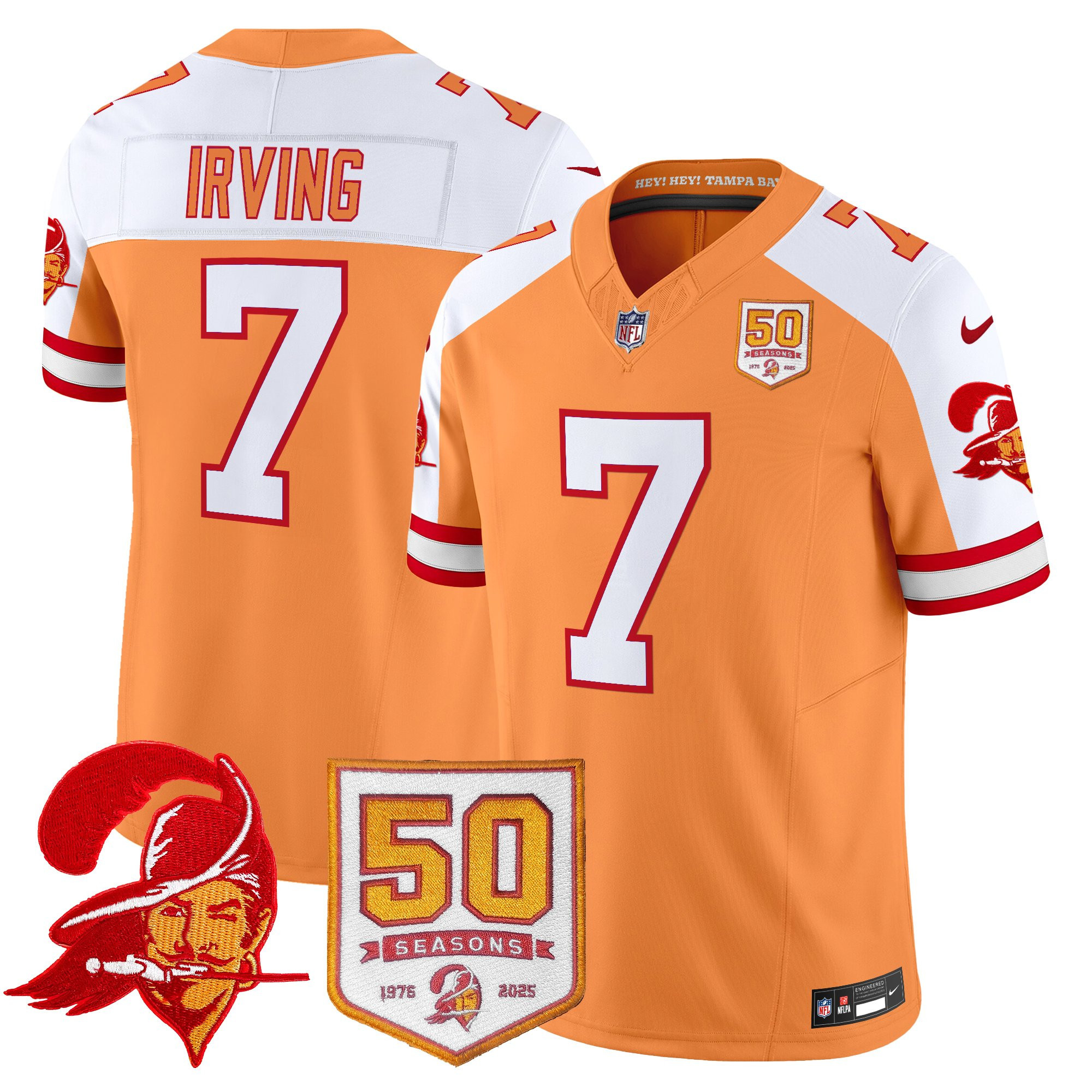 Men's Tampa Bay Buccaneers Throwback 50th Season Patch Vapor Limited Jersey - All Stitched - Image 25