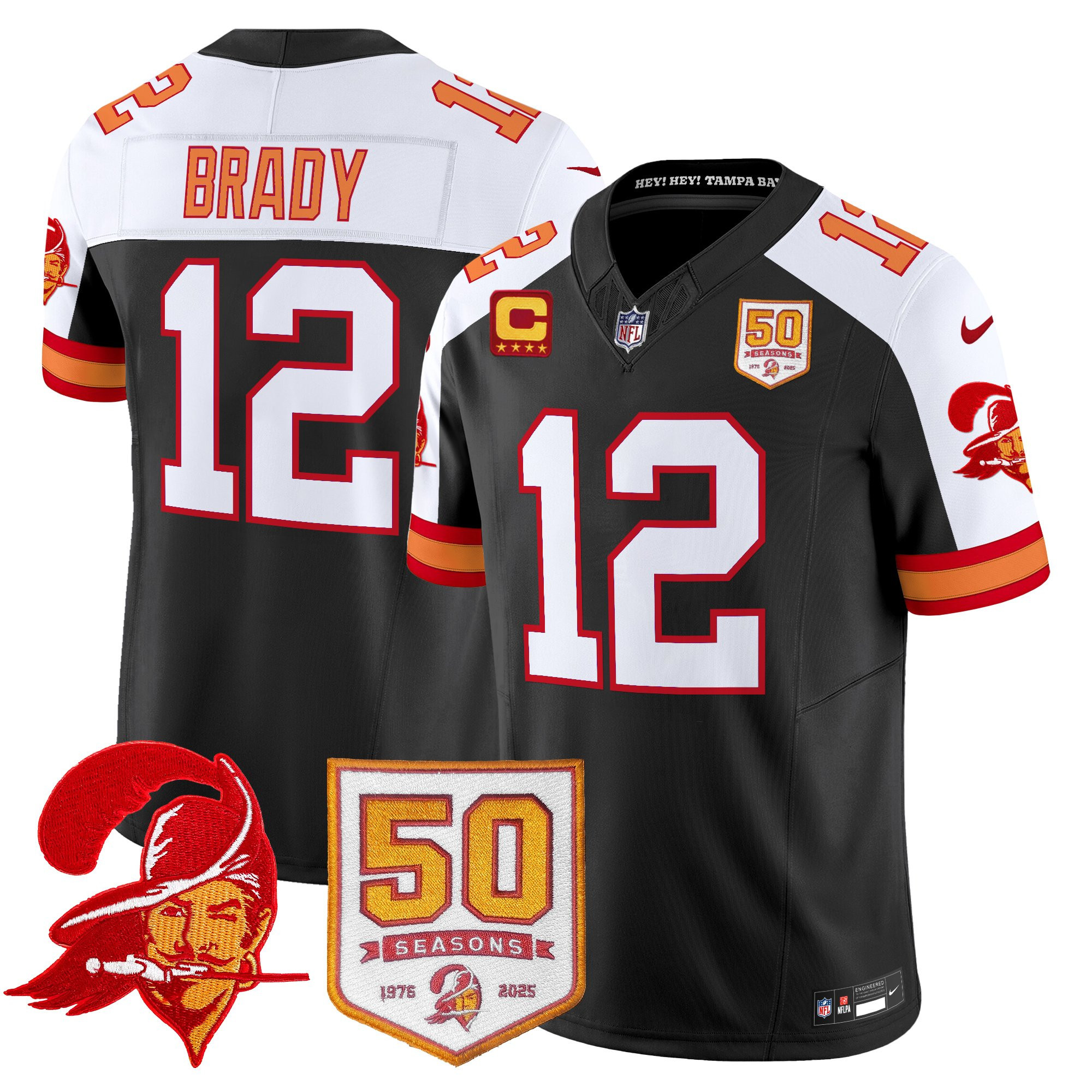 Men's Tampa Bay Buccaneers Throwback 50th Season Patch Vapor Limited Jersey - All Stitched - Image 40