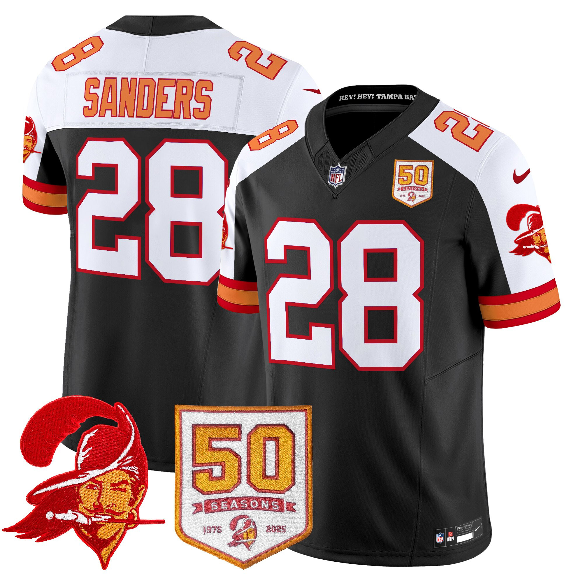 Men's Tampa Bay Buccaneers Throwback 50th Season Patch Vapor Limited Jersey - All Stitched - Image 38