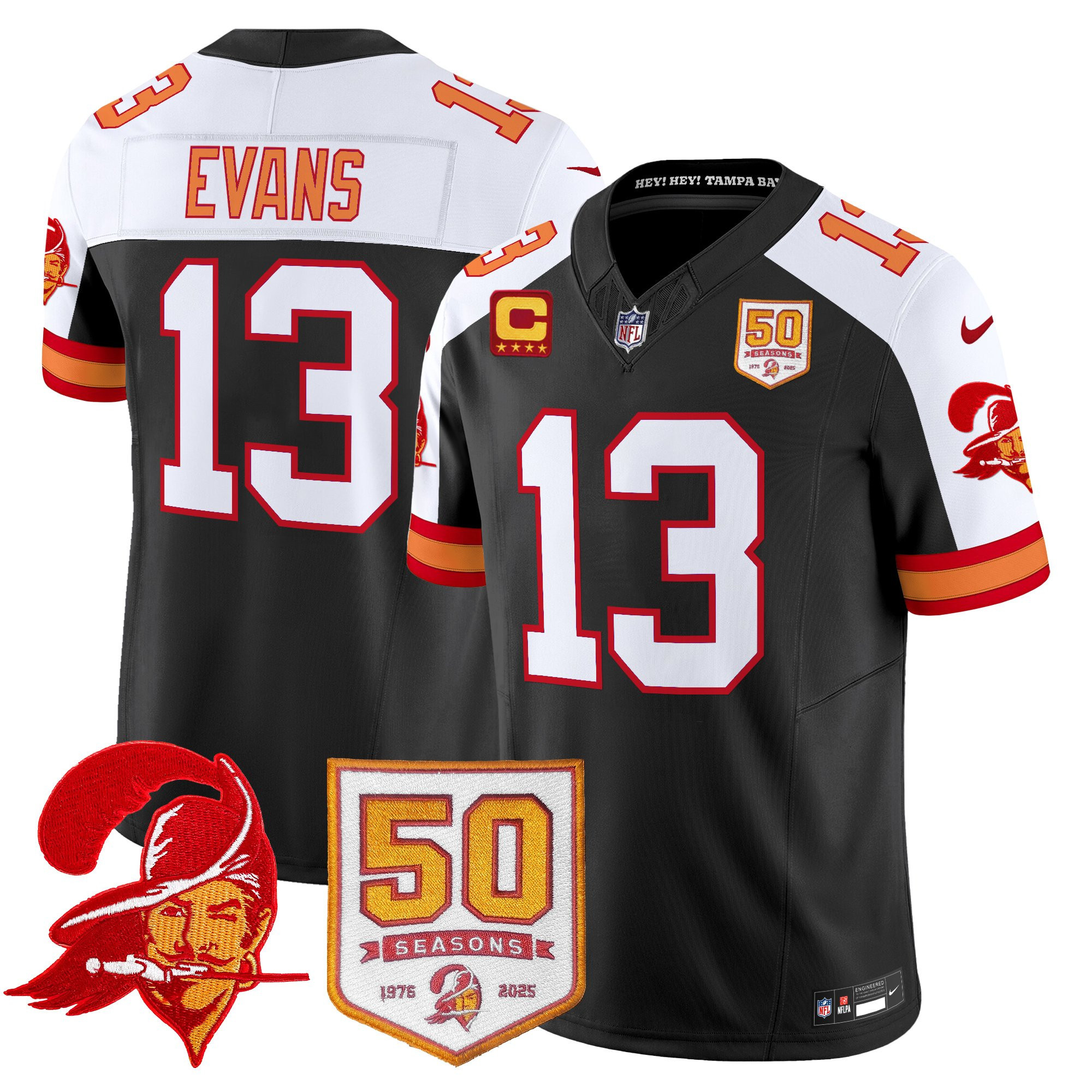 Men's Tampa Bay Buccaneers Throwback 50th Season Patch Vapor Limited Jersey - All Stitched - Image 35