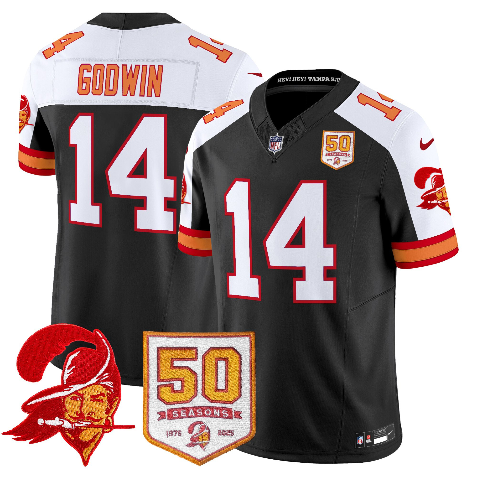 Men's Tampa Bay Buccaneers Throwback 50th Season Patch Vapor Limited Jersey - All Stitched - Image 41