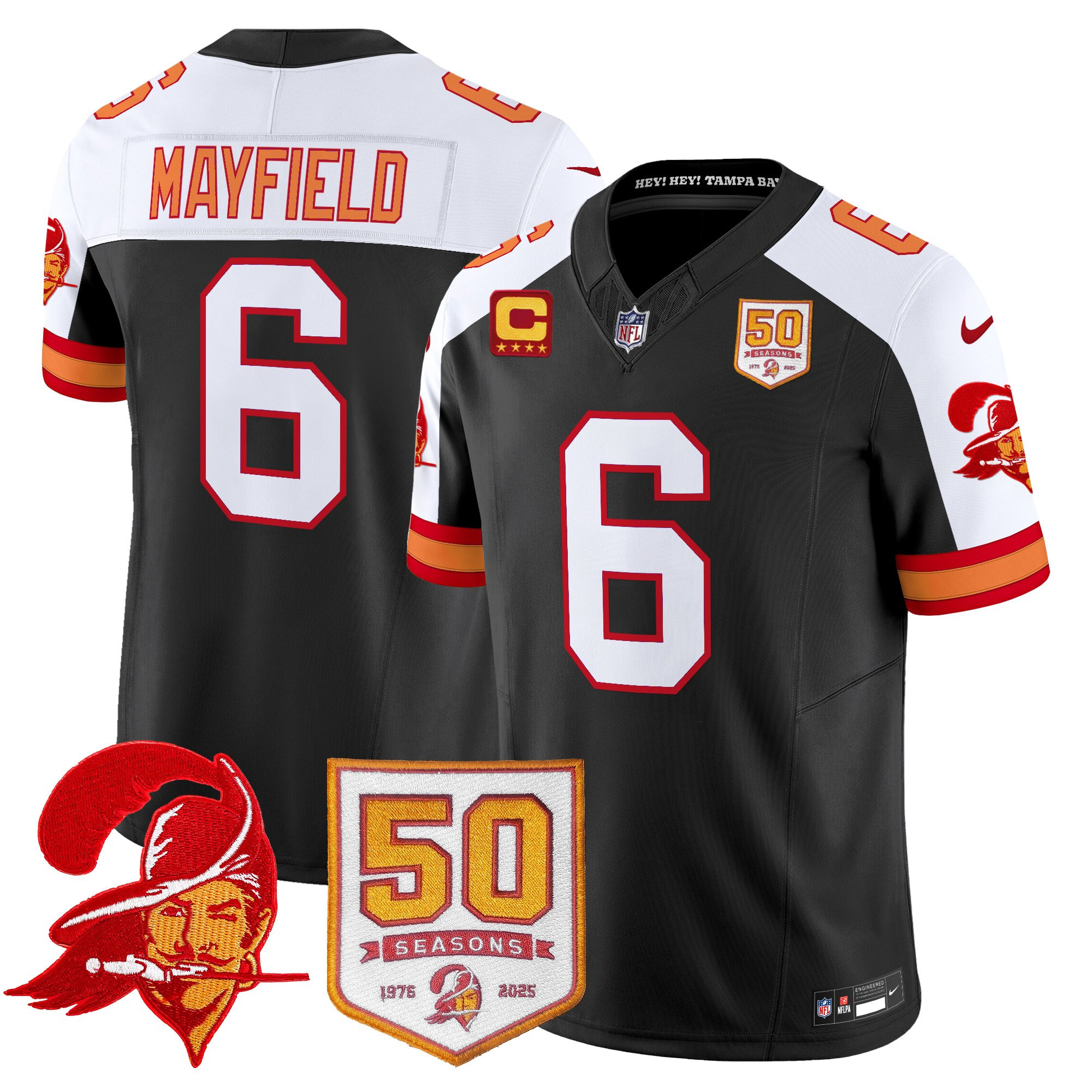Men's Tampa Bay Buccaneers Throwback 50th Season Patch Vapor Limited Jersey - All Stitched - Image 34