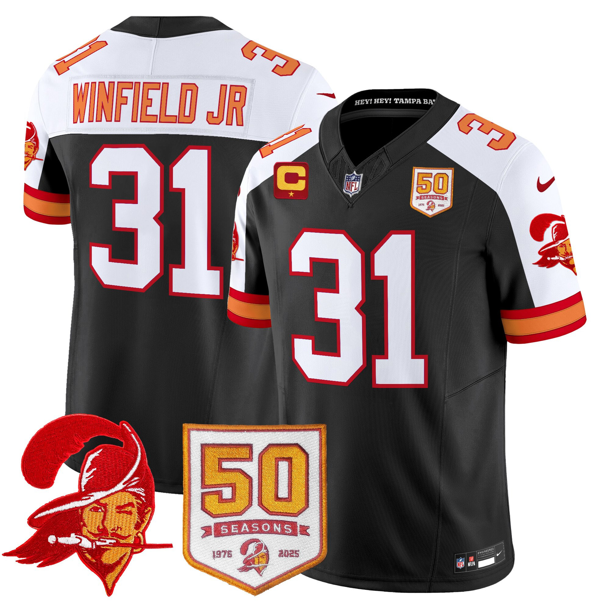 Men's Tampa Bay Buccaneers Throwback 50th Season Patch Vapor Limited Jersey - All Stitched - Image 43