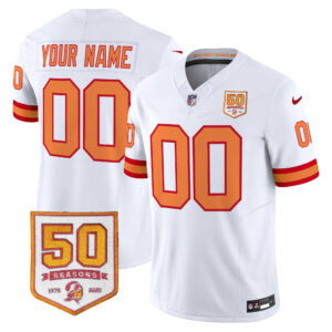 Tampa Bay Buccaneers Throwback 50th Season Patch Vapor Limited Custom Jersey - All Stitched