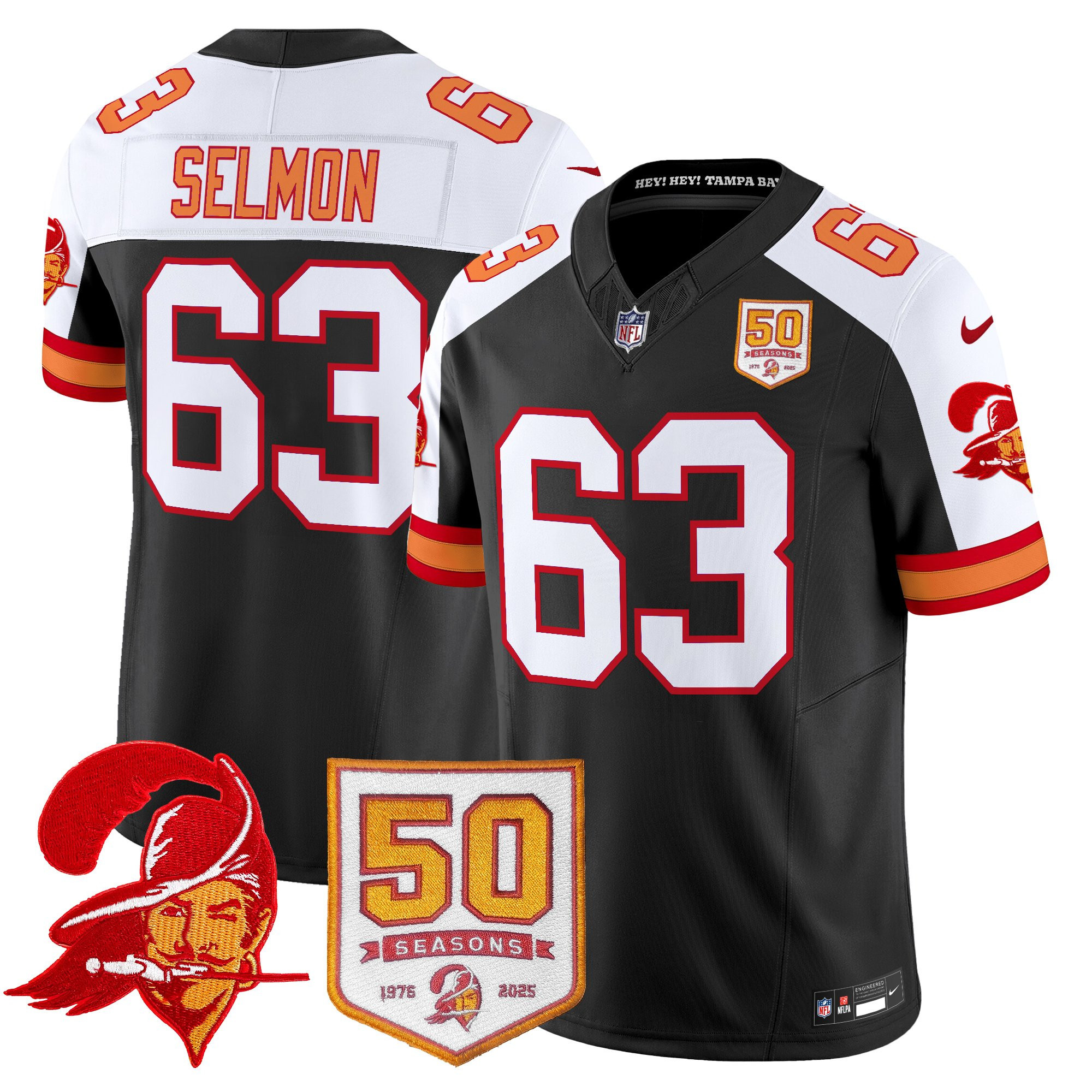 Men's Tampa Bay Buccaneers Throwback 50th Season Patch Vapor Limited Jersey - All Stitched - Image 44