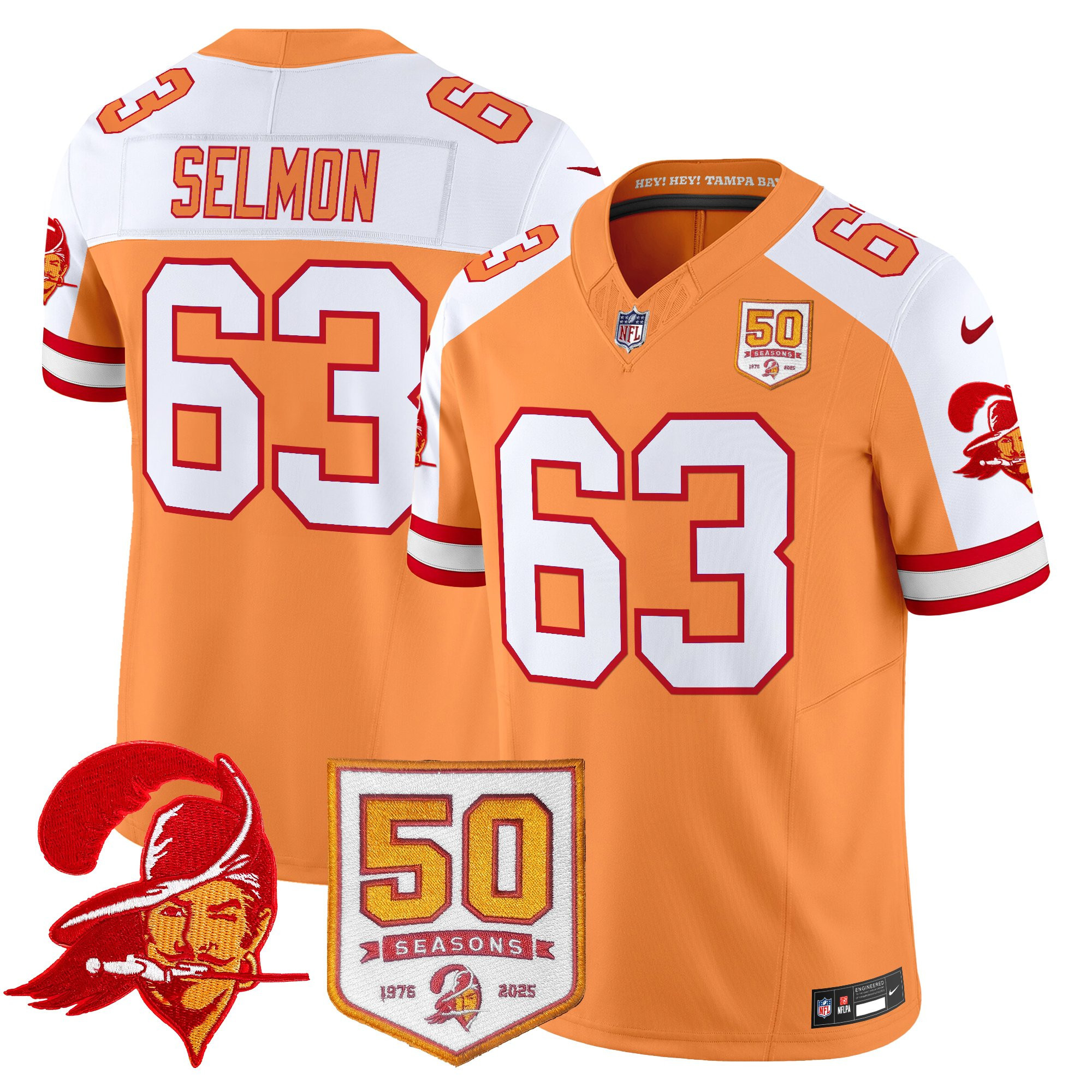 Men's Tampa Bay Buccaneers Throwback 50th Season Patch Vapor Limited Jersey - All Stitched - Image 33