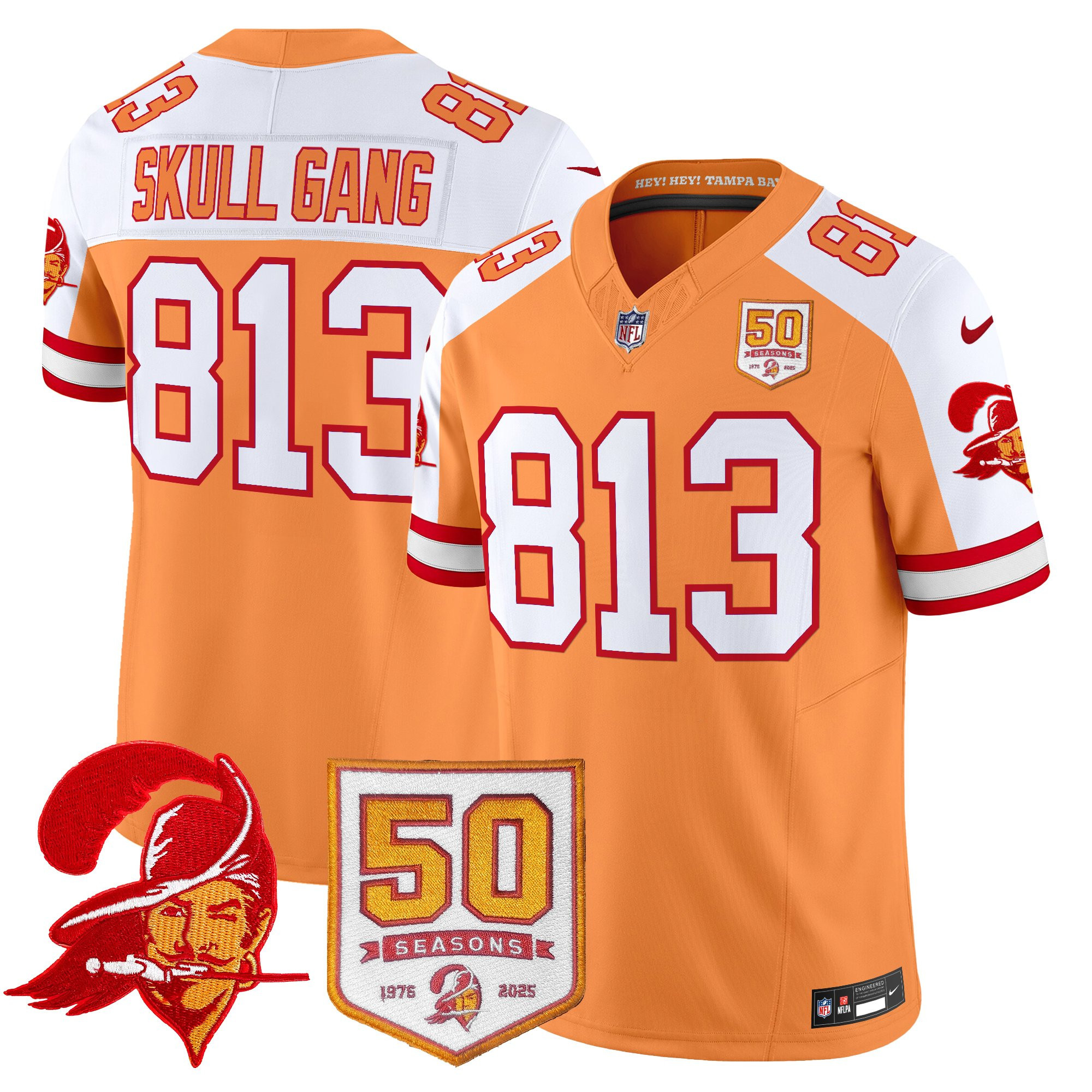 Men's Tampa Bay Buccaneers Throwback 50th Season Patch Vapor Limited Jersey - All Stitched - Image 26