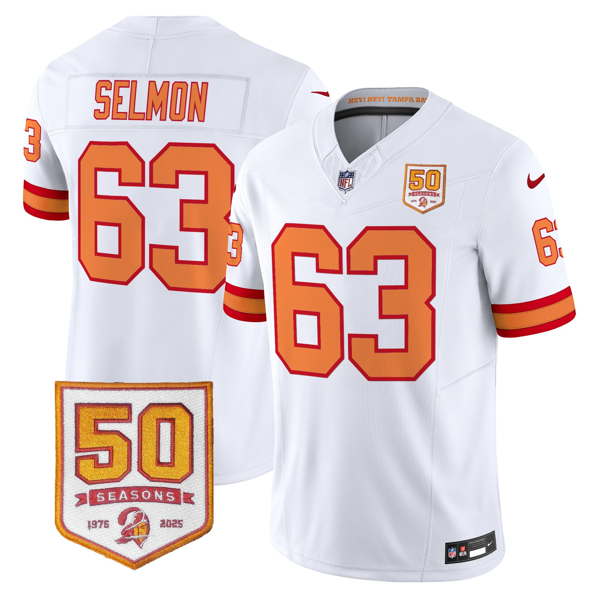 Men's Tampa Bay Buccaneers Throwback 50th Season Patch Vapor Limited Jersey - All Stitched - Image 11