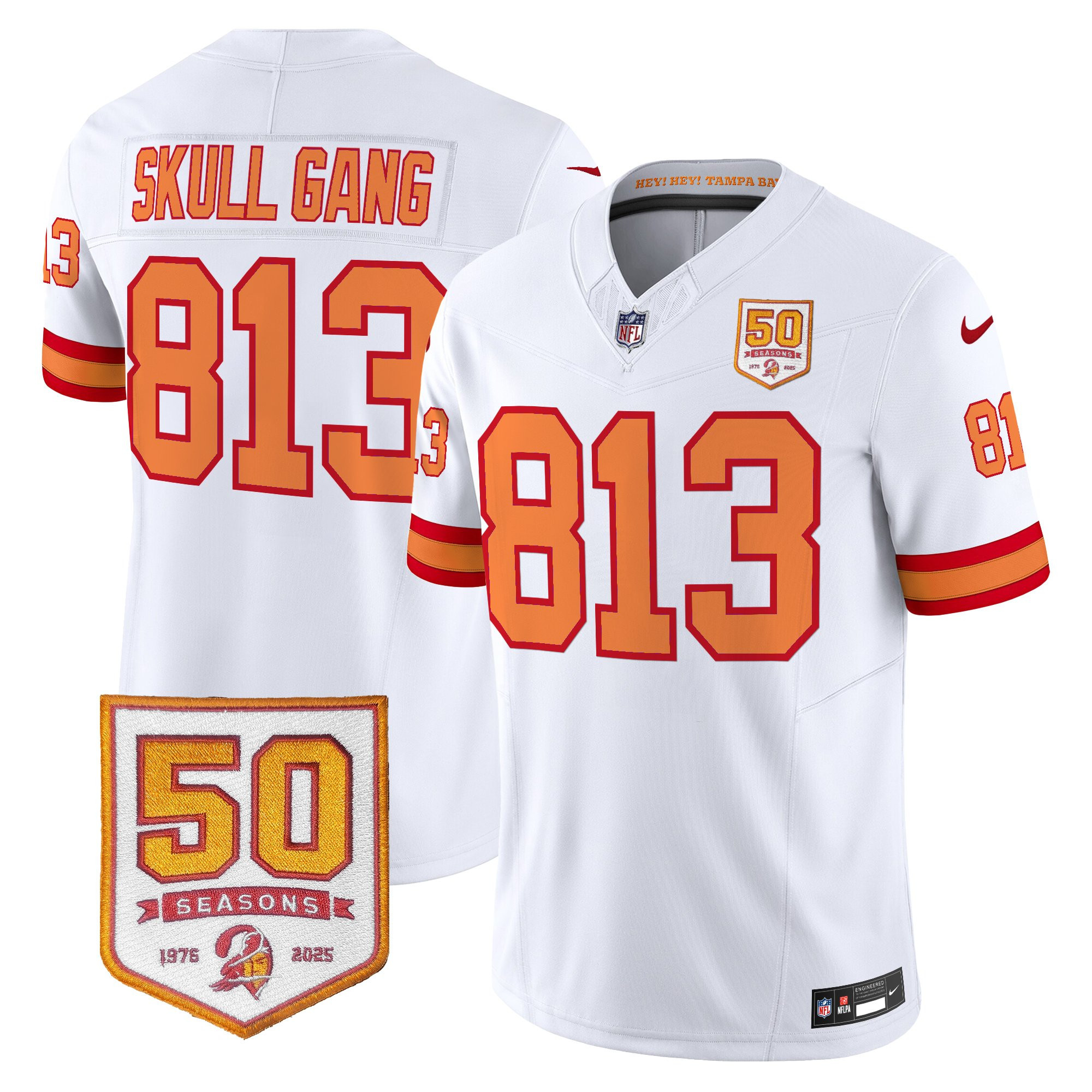 Men's Tampa Bay Buccaneers Throwback 50th Season Patch Vapor Limited Jersey - All Stitched - Image 4
