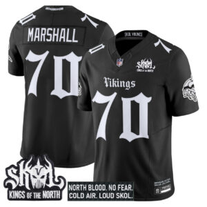 #70 Marshall Minnesota Vikings 'Gothic Norseblood Edition' Vapor Limited Jersey - All Stitched