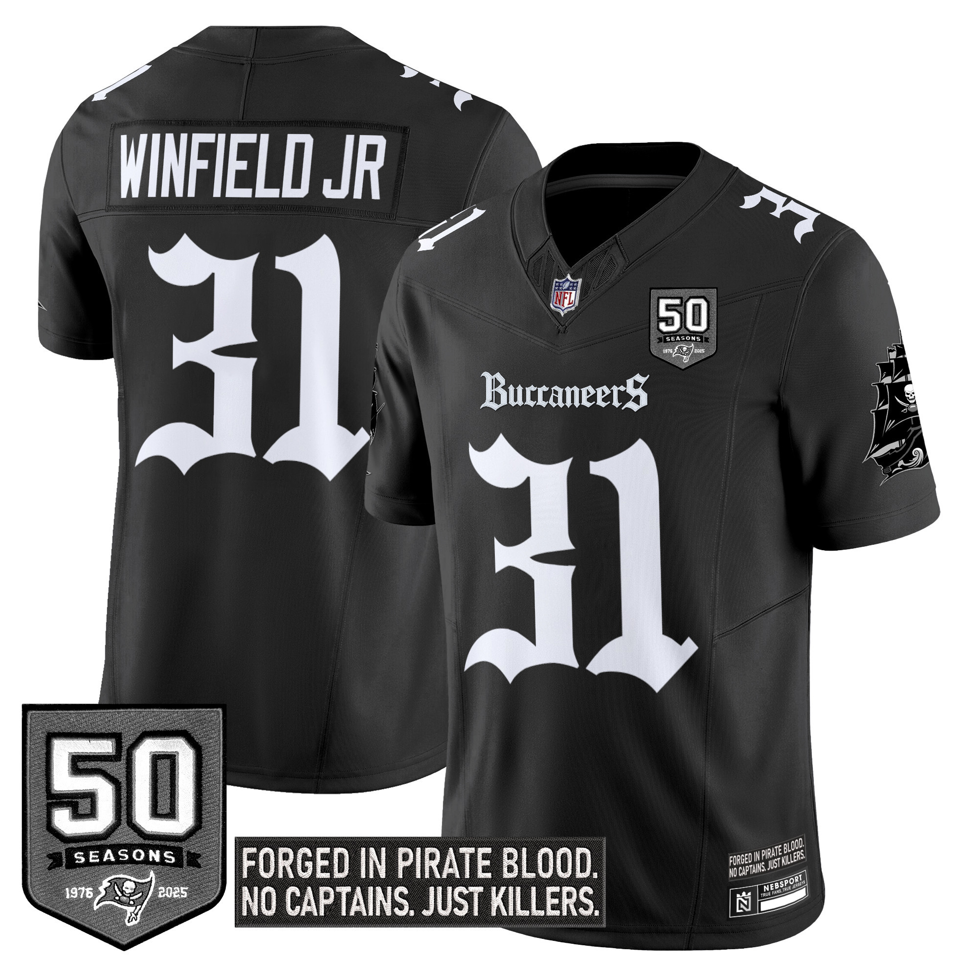 Men's Tampa Bay Buccaneers 'Gothic Pirate Shadows Edition' Vapor Limited Jersey - All Stitched - Image 10