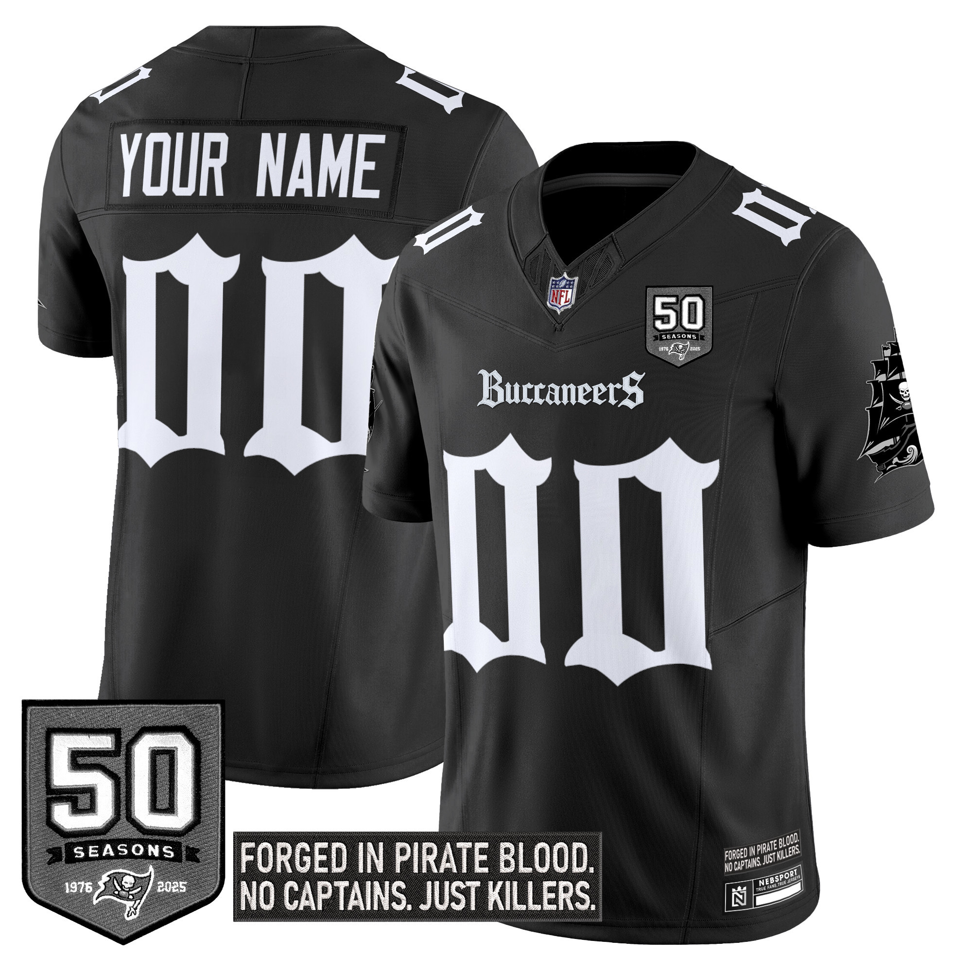 Tampa Bay Buccaneers 'Gothic Pirate Shadows Edition' Vapor Limited Custom Jersey - All Stitched