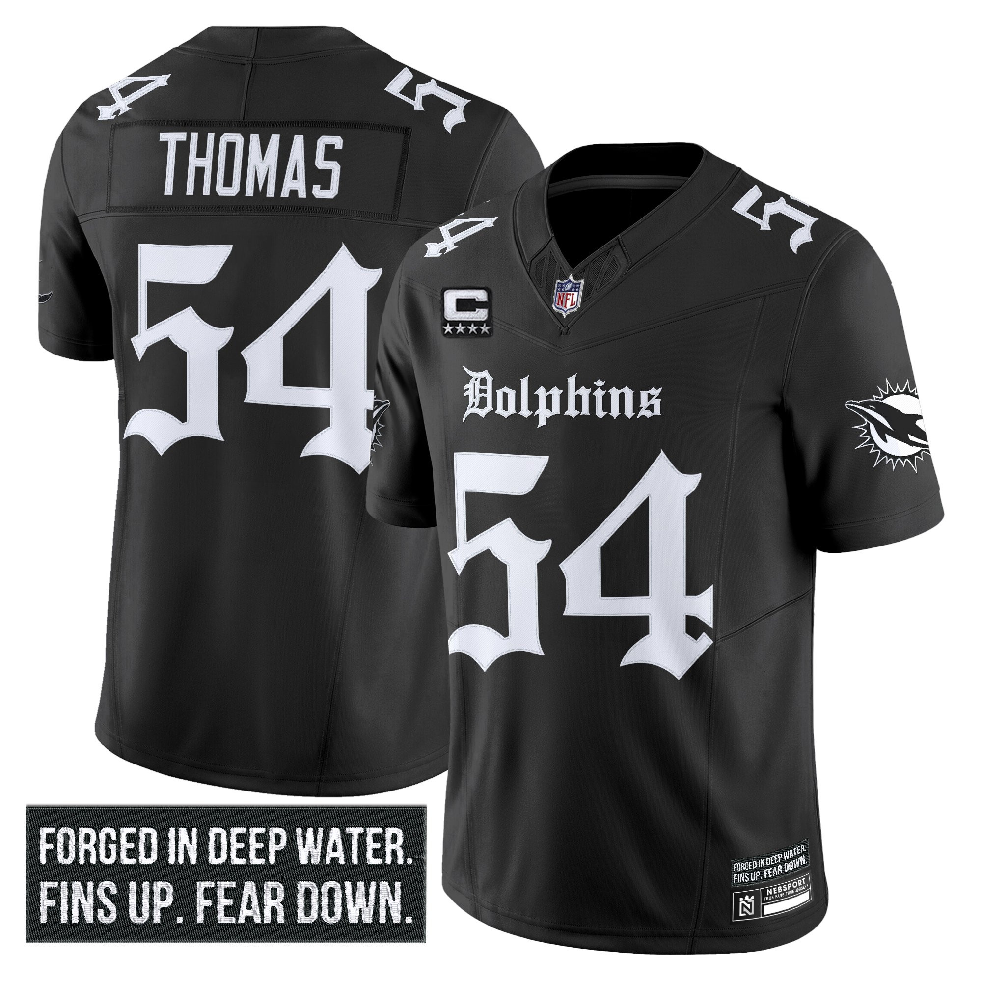 Men's Miami Dolphins 'Gothic Deep Water Edition' Vapor Limited Jersey - All Stitched - Image 6