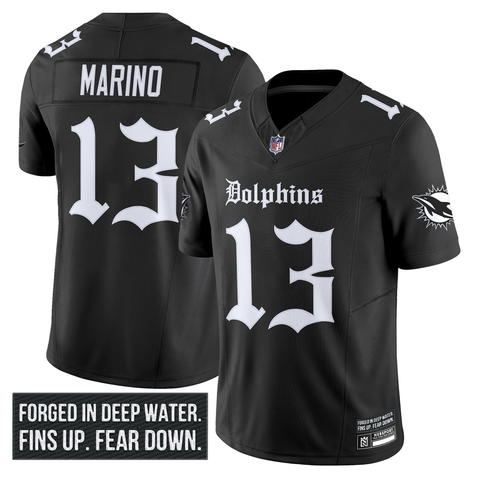 Men's Miami Dolphins 'Gothic Deep Water Edition' Vapor Limited Jersey - All Stitched - Image 5
