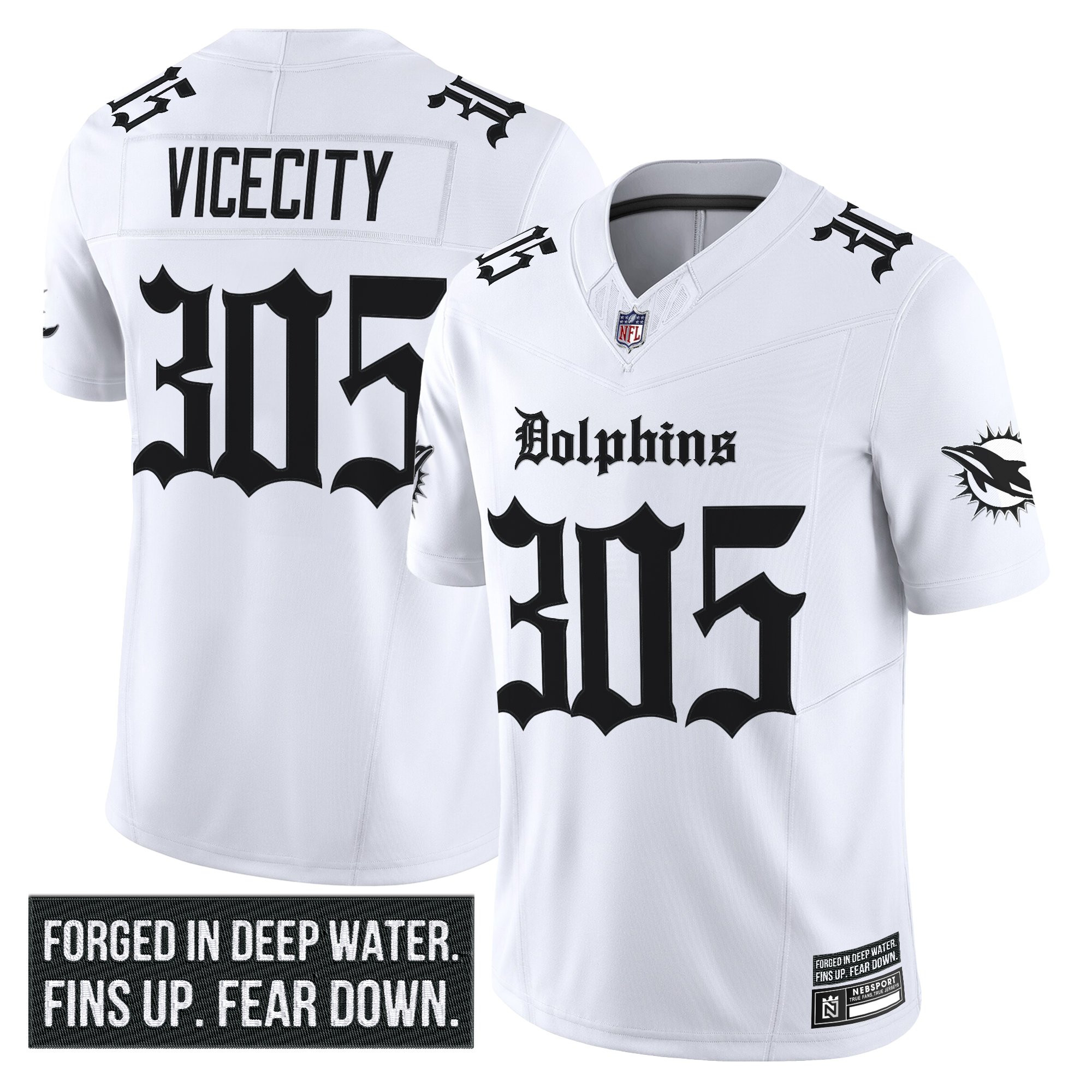 Men's Miami Dolphins 'Gothic Deep Water Edition' Vapor Limited Jersey - All Stitched - Image 11