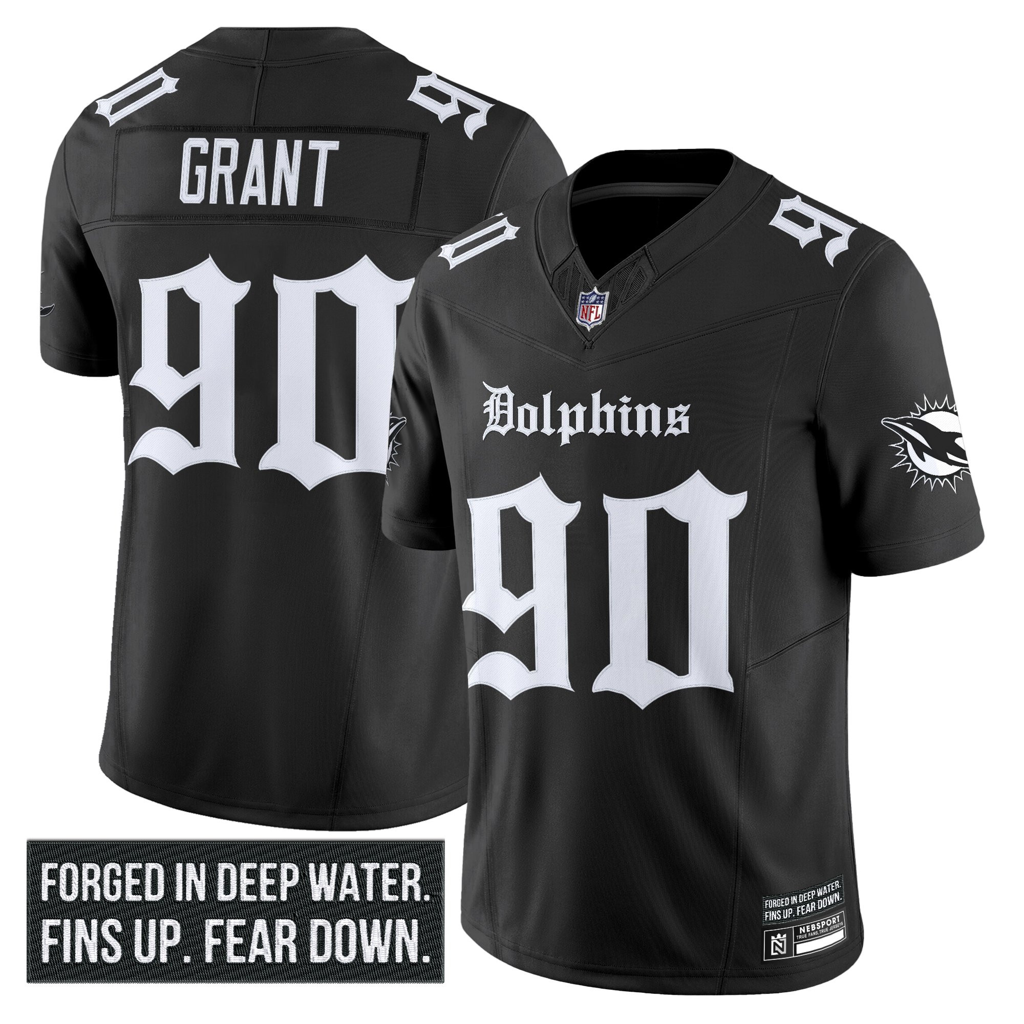 Men's Miami Dolphins 'Gothic Deep Water Edition' Vapor Limited Jersey - All Stitched - Image 8