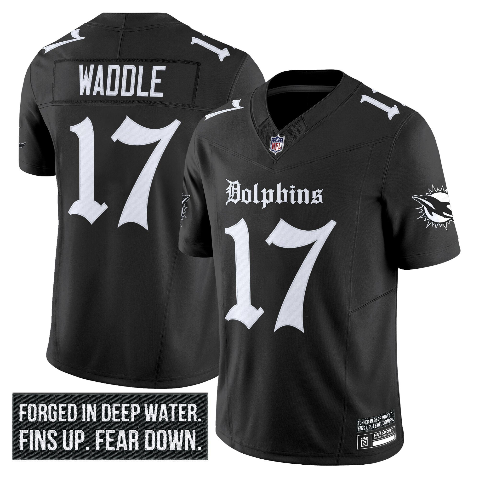 Men's Miami Dolphins 'Gothic Deep Water Edition' Vapor Limited Jersey - All Stitched - Image 3