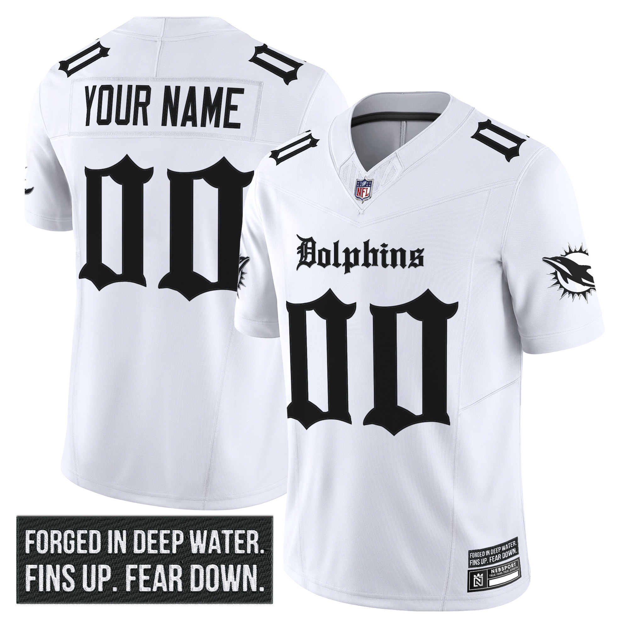 Miami Dolphins 'Gothic Deep Water Edition' Vapor Limited Custom Jersey - All Stitched - Image 2