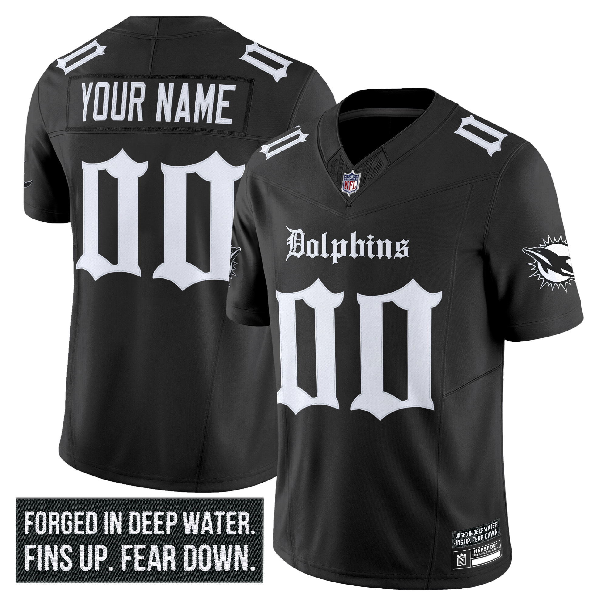 Miami Dolphins 'Gothic Deep Water Edition' Vapor Limited Custom Jersey - All Stitched