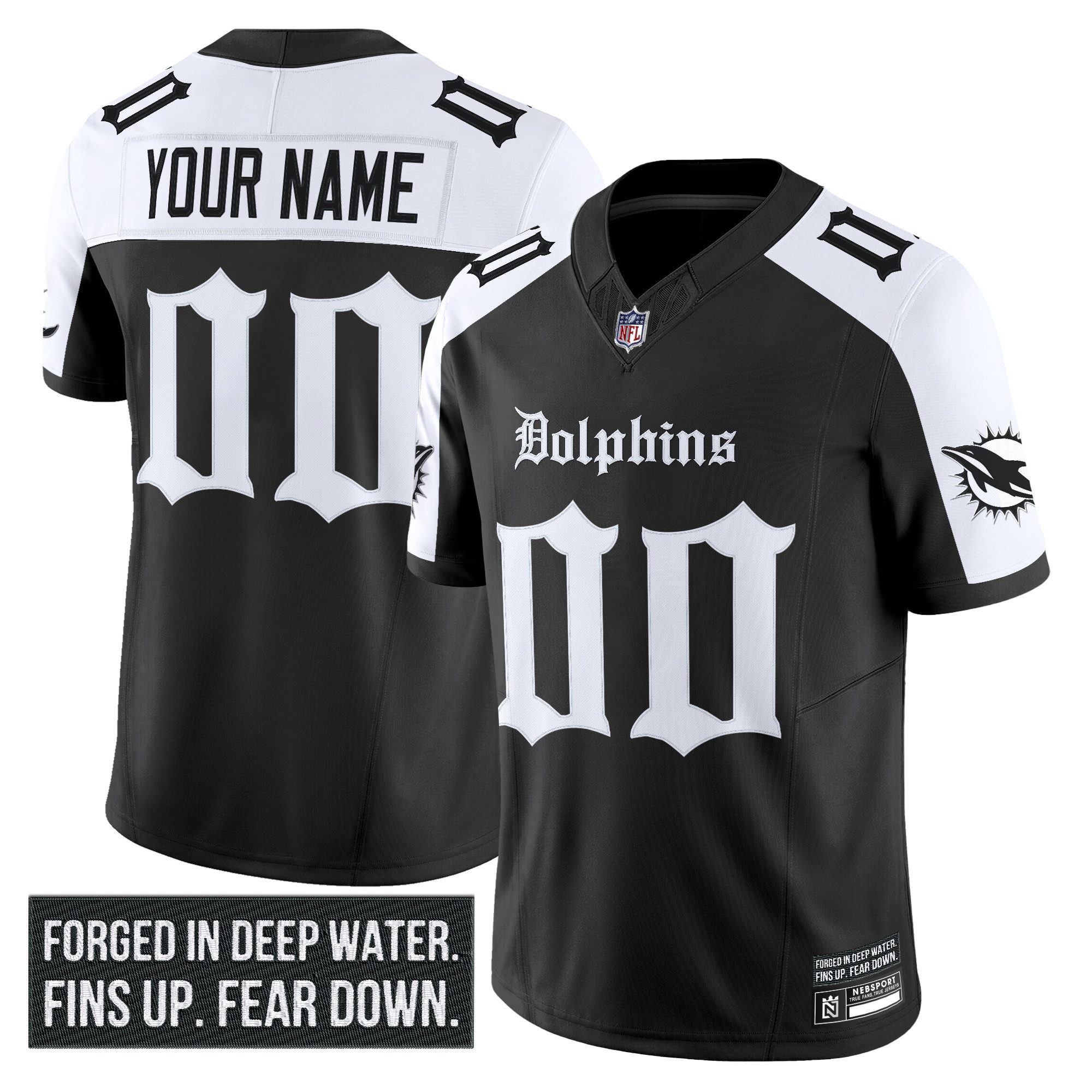 Miami Dolphins 'Gothic Deep Water Edition' Vapor Limited Custom Jersey - All Stitched - Image 3