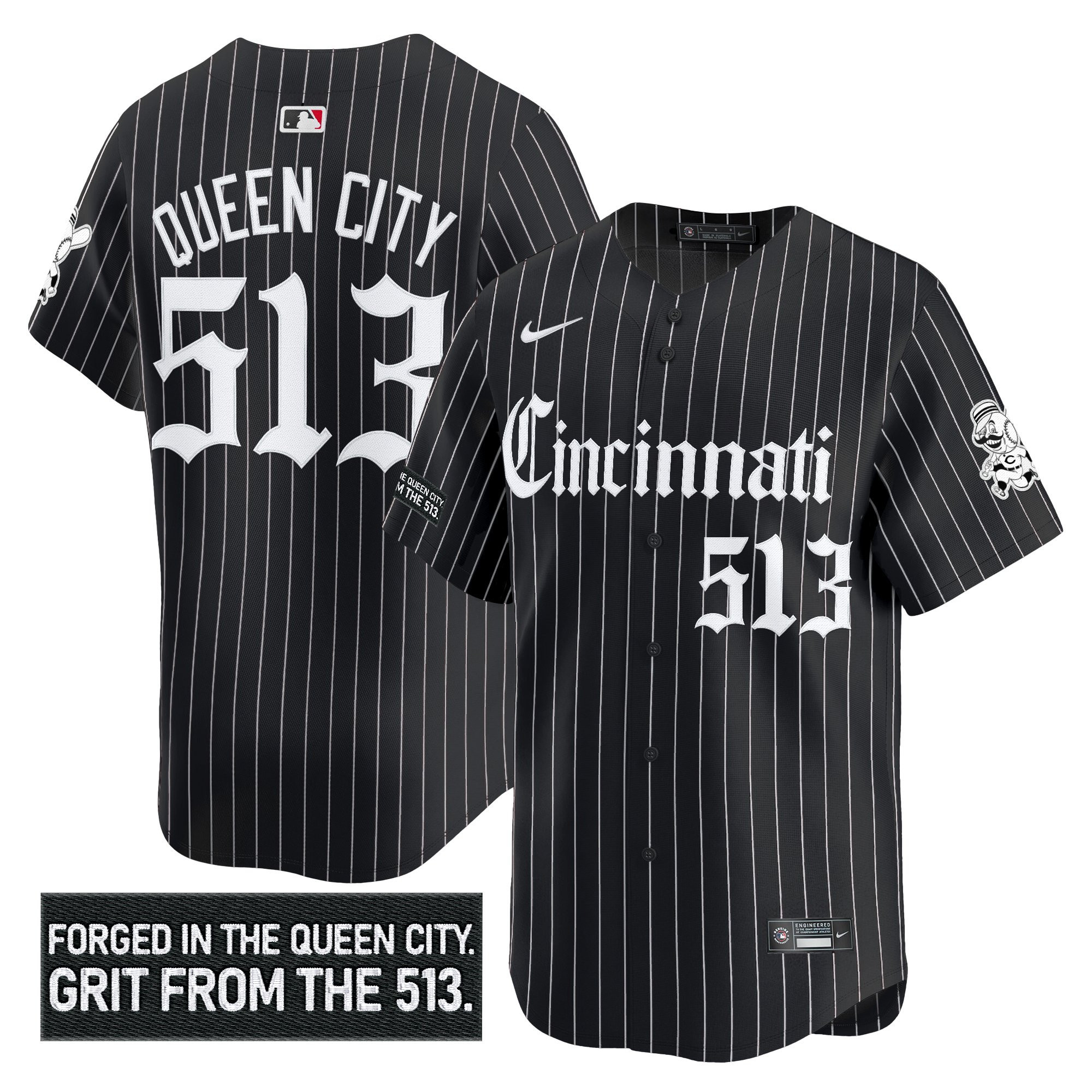 Men's Cincinnati Reds 'Gothic Queen City Edition' Vapor Premier Limited Jersey - All Stitched - Image 32