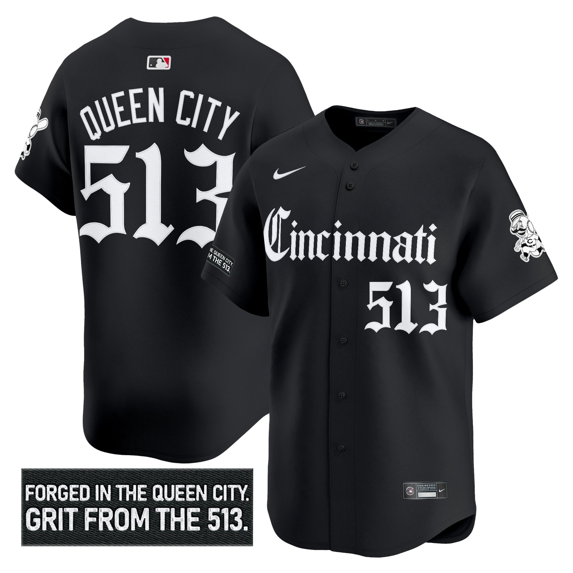 Men's Cincinnati Reds 'Gothic Queen City Edition' Vapor Premier Limited Jersey - All Stitched - Image 2