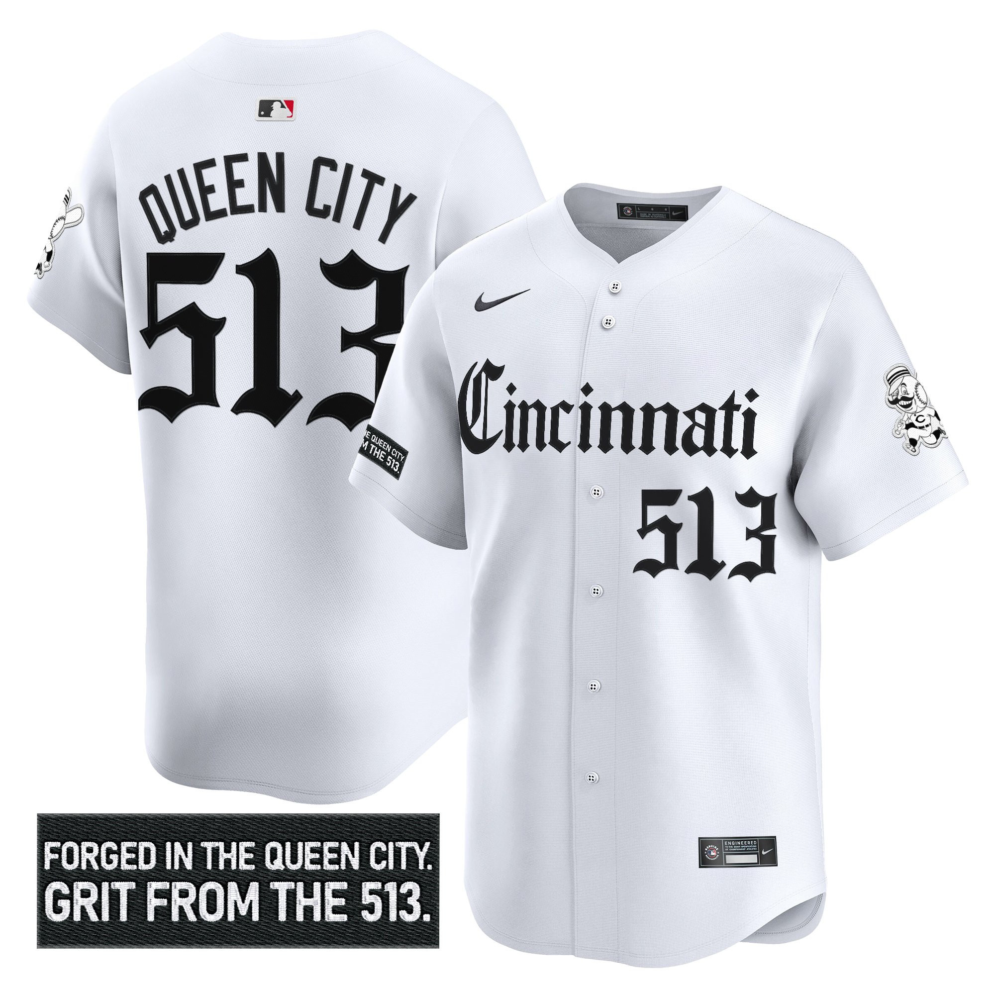 Men's Cincinnati Reds 'Gothic Queen City Edition' Vapor Premier Limited Jersey - All Stitched - Image 12
