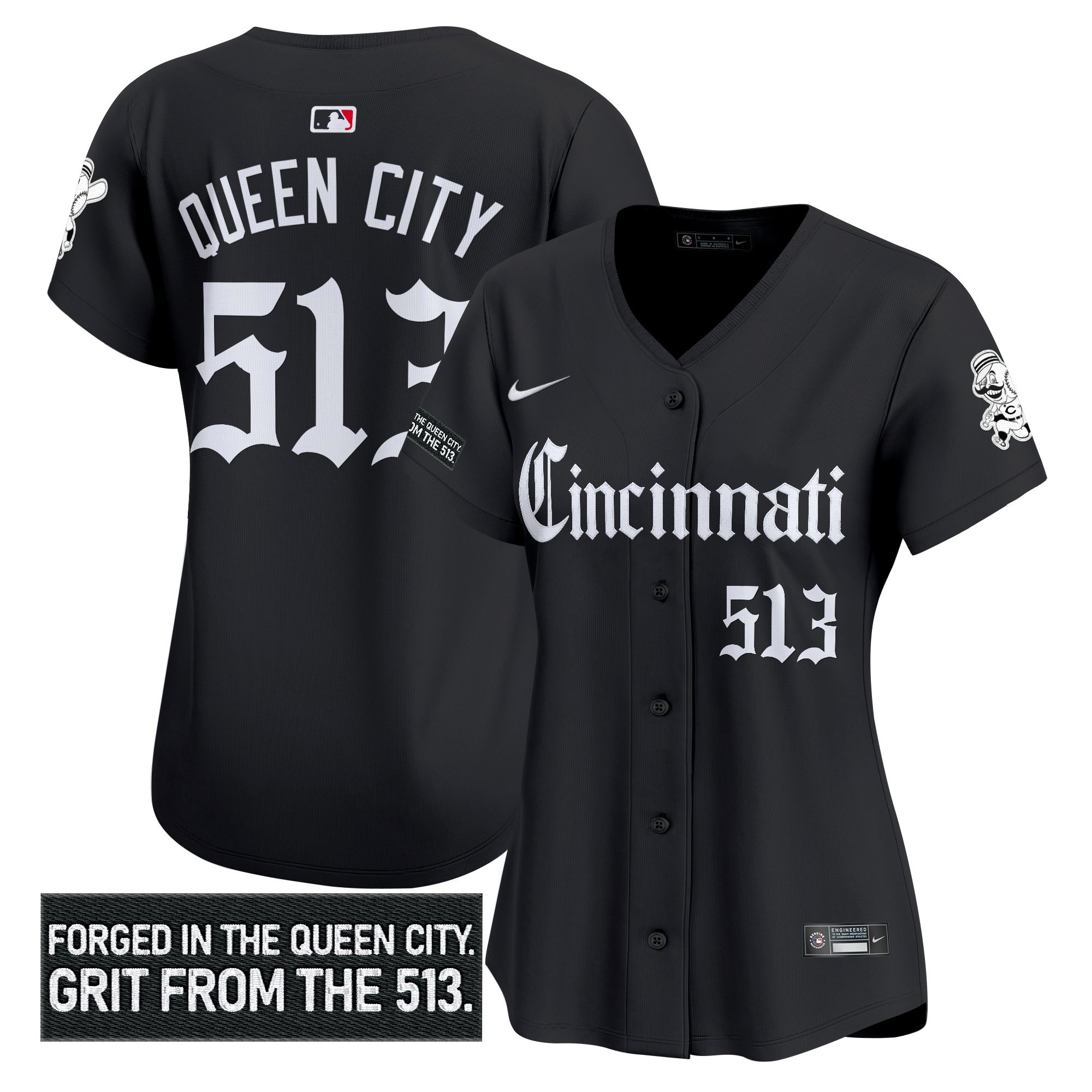 Women's Cincinnati Reds 'Gothic Queen City Edition' Vapor Premier Limited Jersey - All Stitched - Image 2