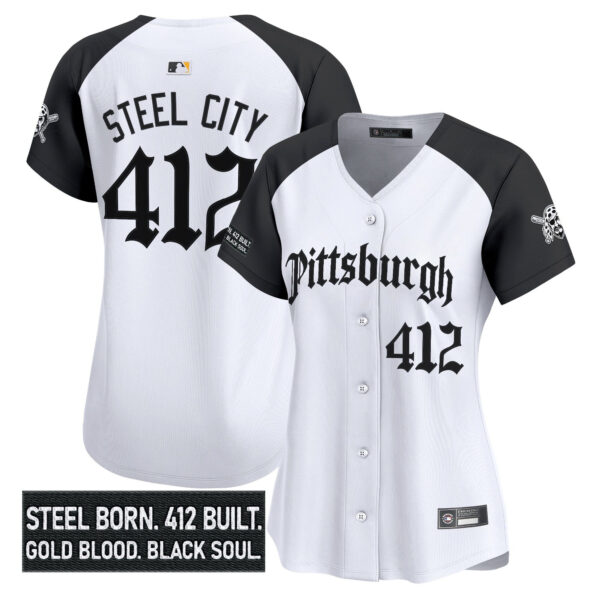 Women's Pittsburgh Pirates 'Gothic Steel City Edition' Vapor Premier Limited Jersey - All Stitched - Image 22