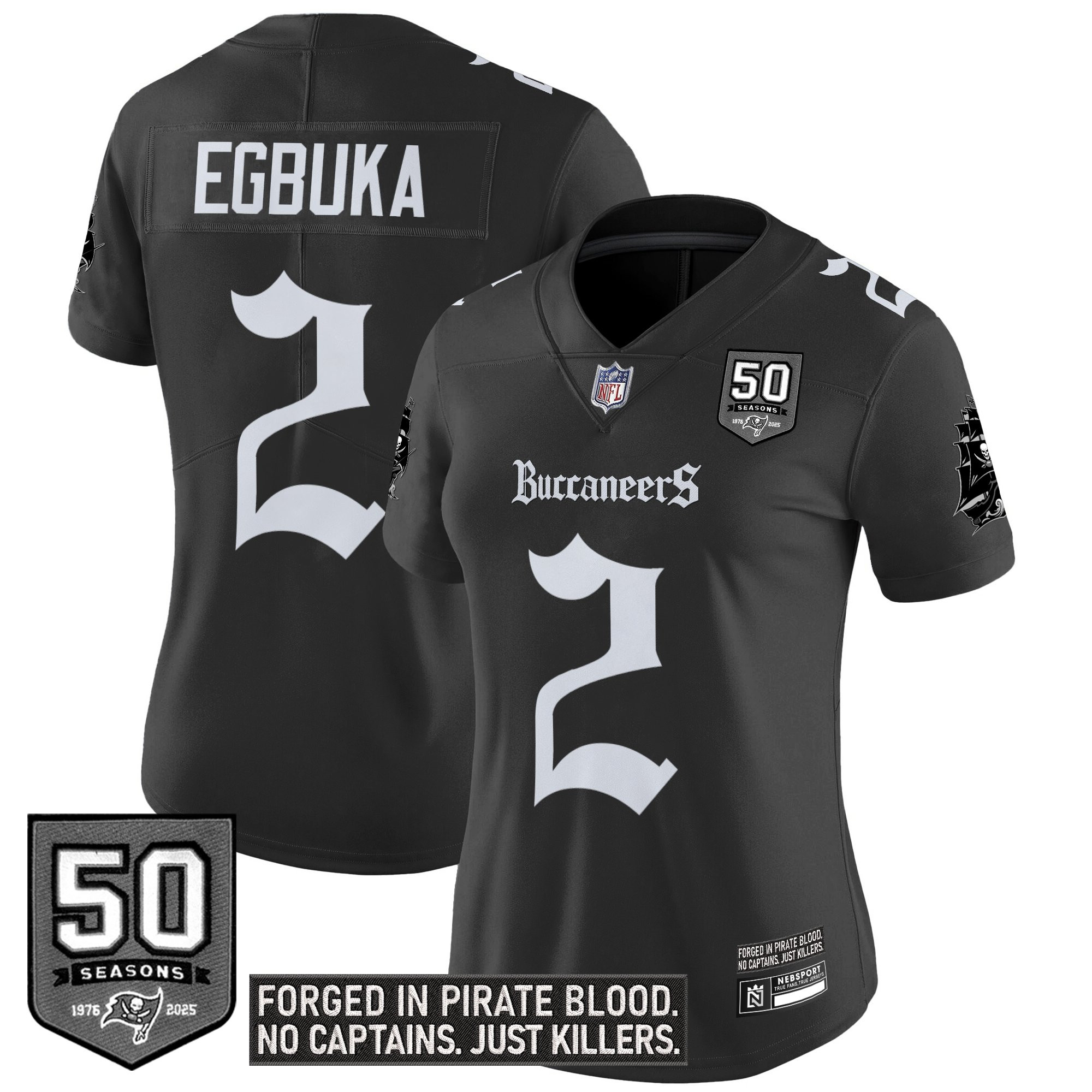 Women's Tampa Bay Buccaneers 'Gothic Pirate Shadows Edition' Vapor Limited Jersey - All Stitched - Image 4