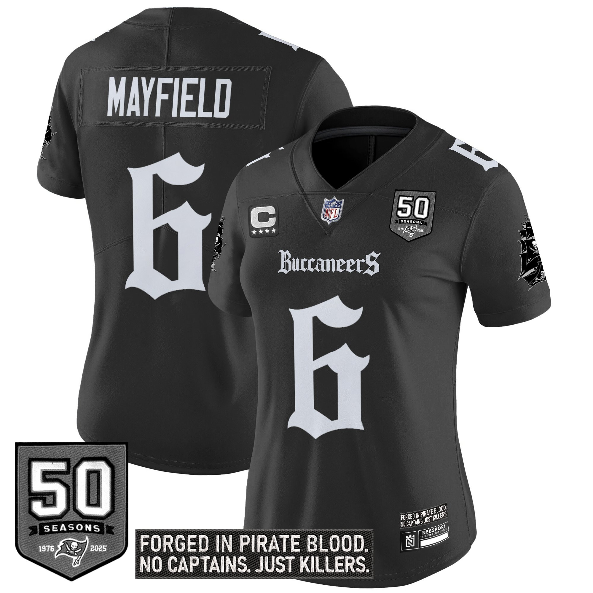 Women's Tampa Bay Buccaneers 'Gothic Pirate Shadows Edition' Vapor Limited Jersey - All Stitched - Image 5