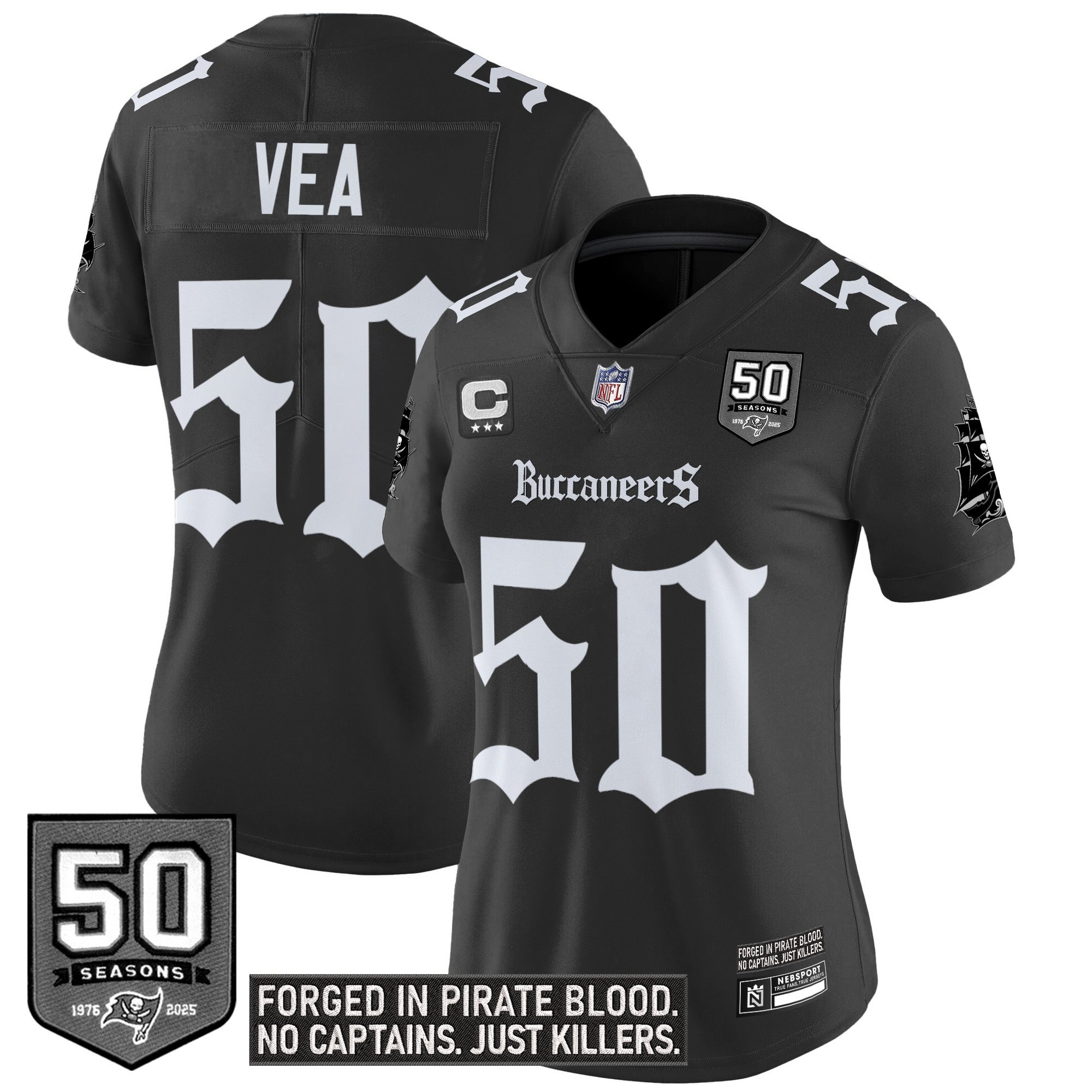 Women's Tampa Bay Buccaneers 'Gothic Pirate Shadows Edition' Vapor Limited Jersey - All Stitched - Image 9