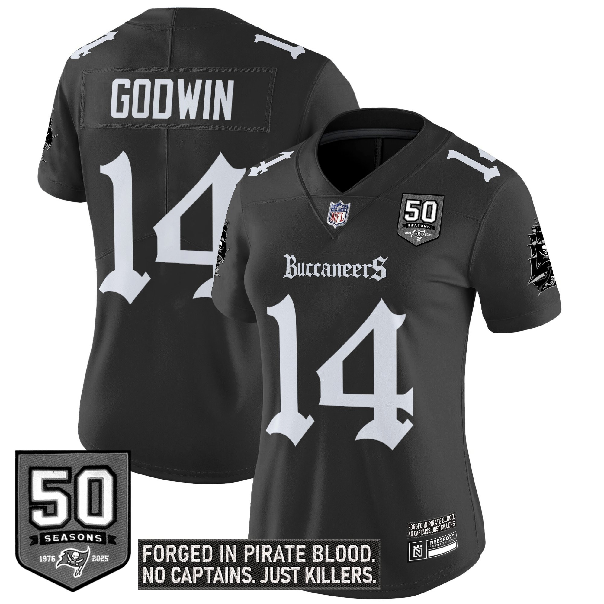 Women's Tampa Bay Buccaneers 'Gothic Pirate Shadows Edition' Vapor Limited Jersey - All Stitched - Image 8