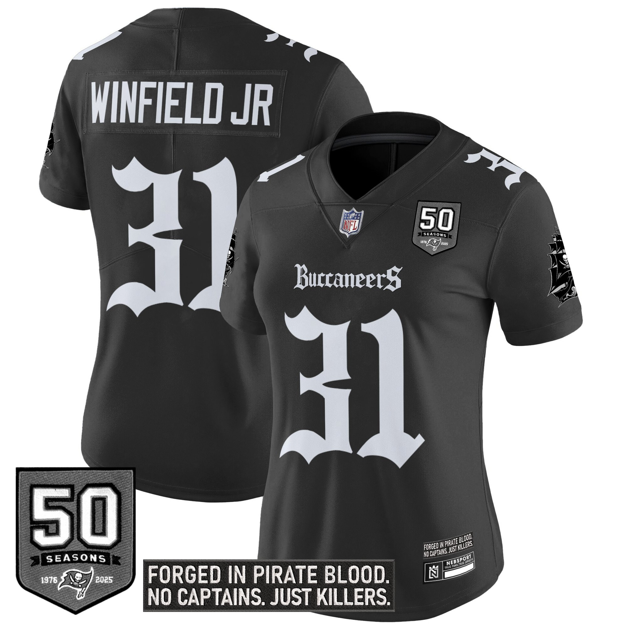 Women's Tampa Bay Buccaneers 'Gothic Pirate Shadows Edition' Vapor Limited Jersey - All Stitched - Image 10