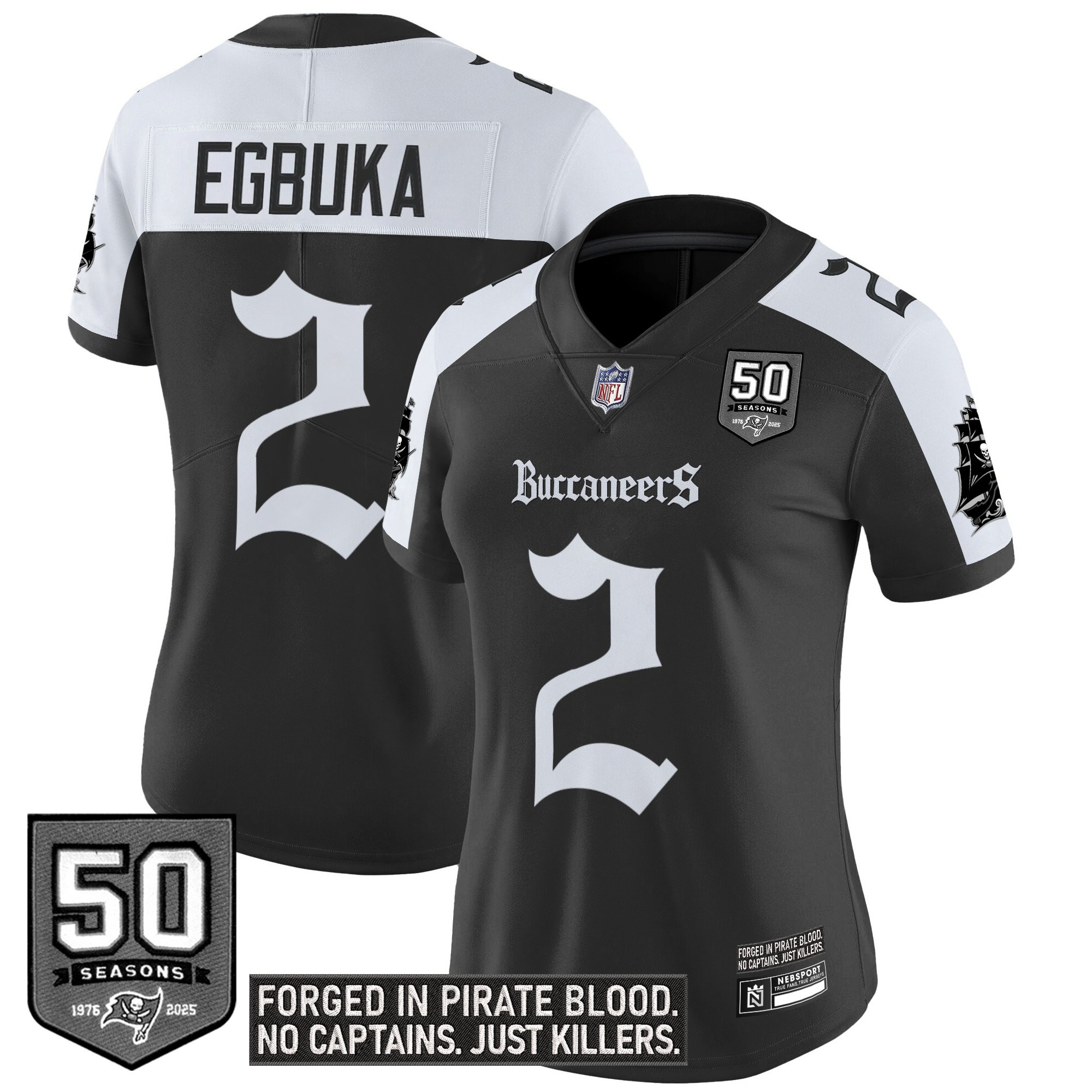 Women's Tampa Bay Buccaneers 'Gothic Pirate Shadows Edition' Vapor Limited Jersey - All Stitched - Image 26