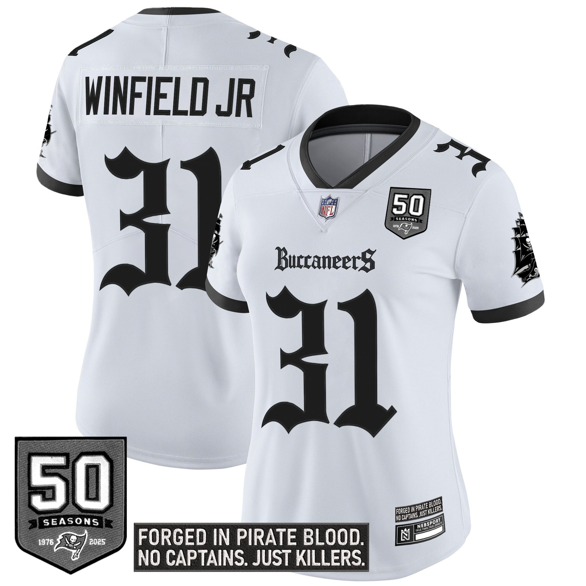 Women's Tampa Bay Buccaneers 'Gothic Pirate Shadows Edition' Vapor Limited Jersey - All Stitched - Image 21