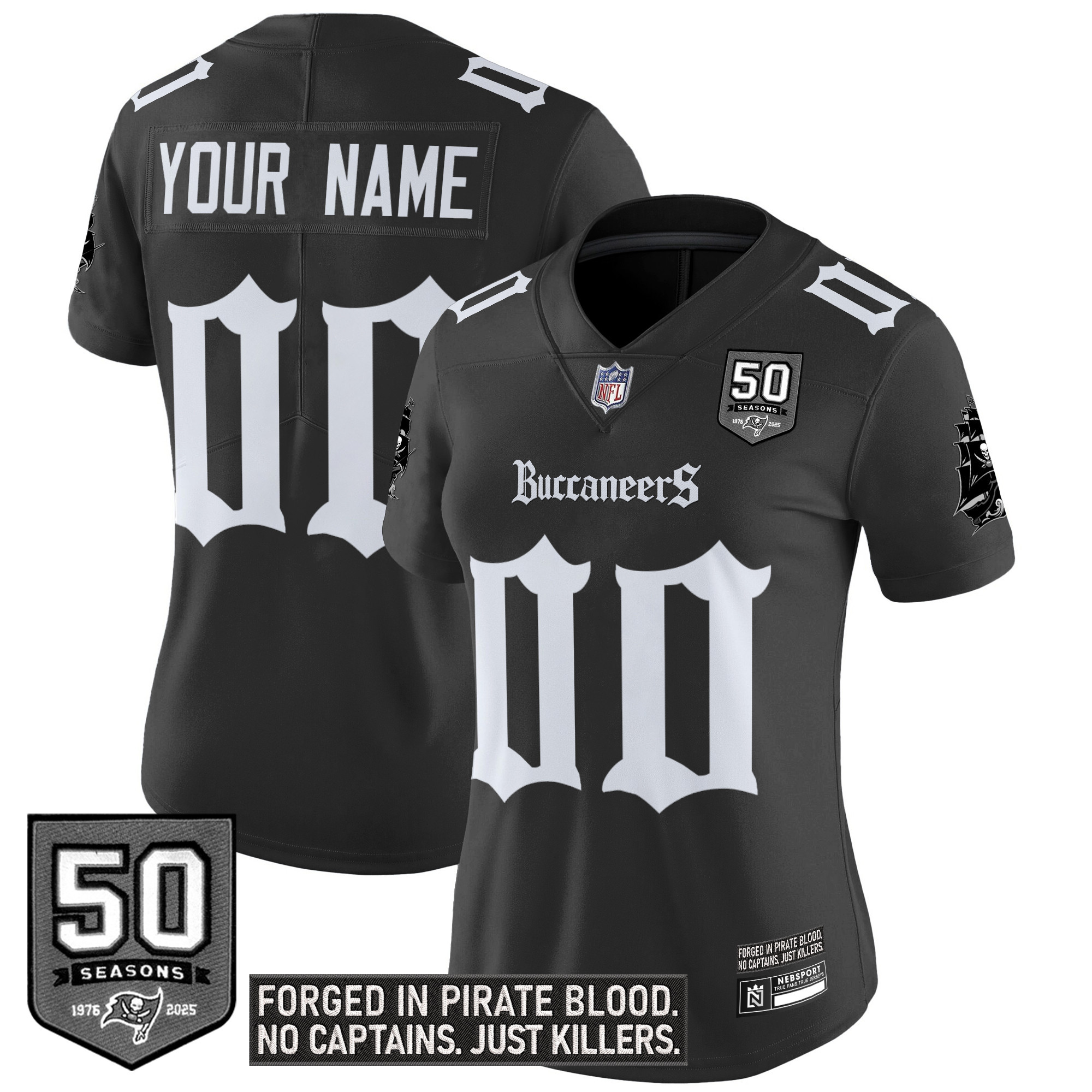 Tampa Bay Buccaneers 'Gothic Pirate Shadows Edition' Vapor Limited Custom Jersey - All Stitched - Image 4