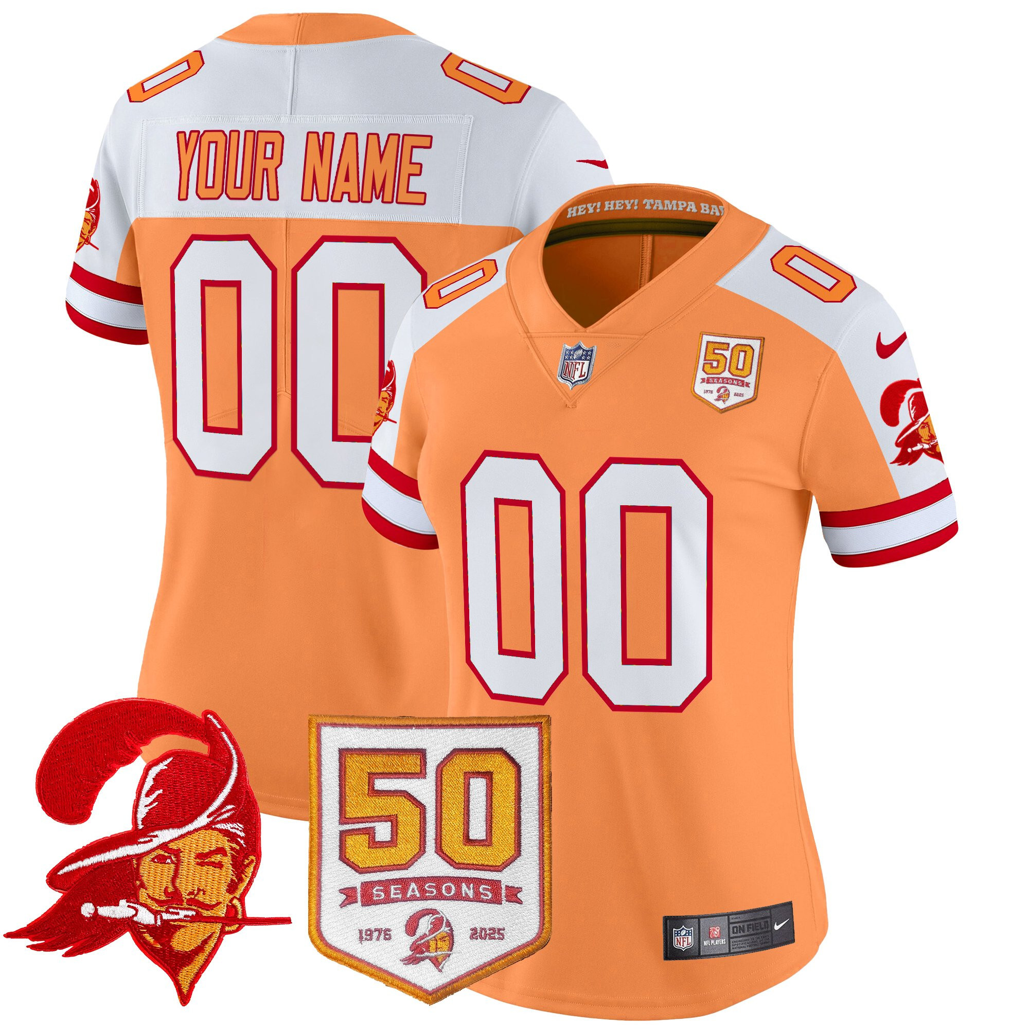 Tampa Bay Buccaneers Throwback 50th Season Patch Vapor Limited Custom Jersey - All Stitched - Image 7