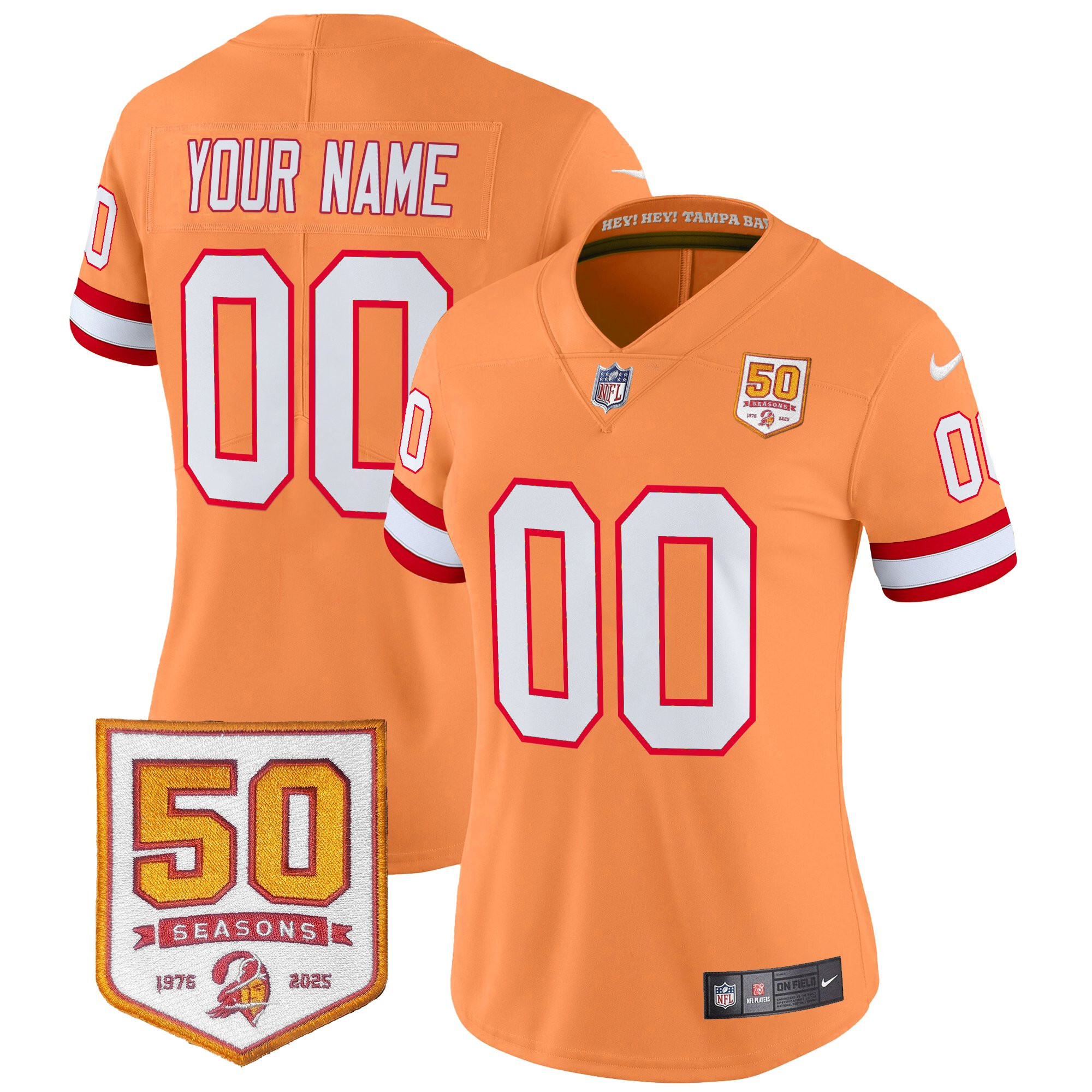 Tampa Bay Buccaneers Throwback 50th Season Patch Vapor Limited Custom Jersey - All Stitched - Image 6