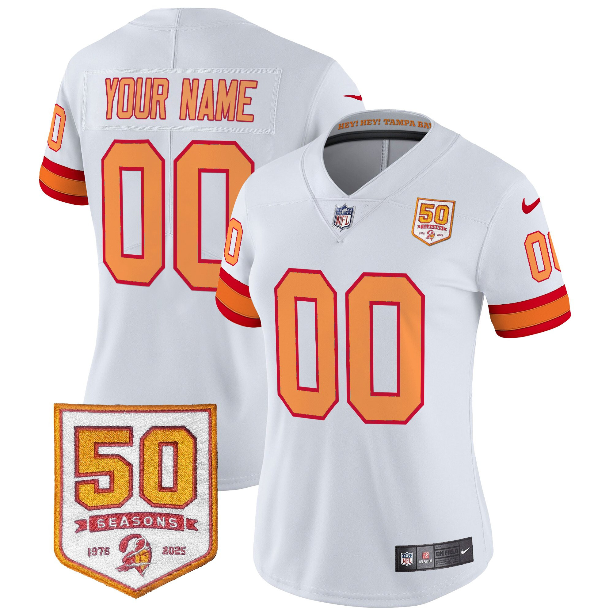 Tampa Bay Buccaneers Throwback 50th Season Patch Vapor Limited Custom Jersey - All Stitched - Image 5